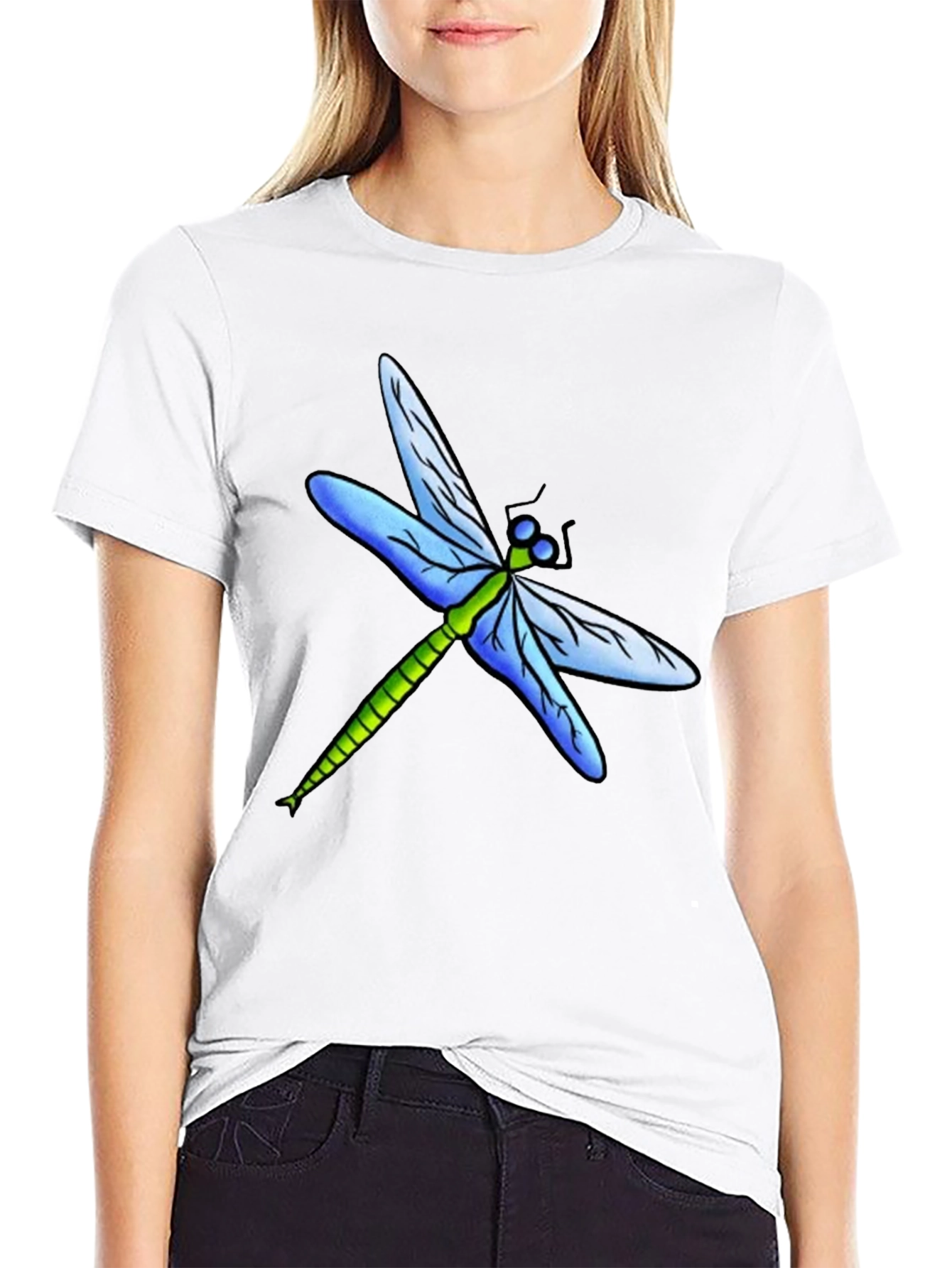 Dragonfly Graphic Tee - Black Cotton T-Shirt