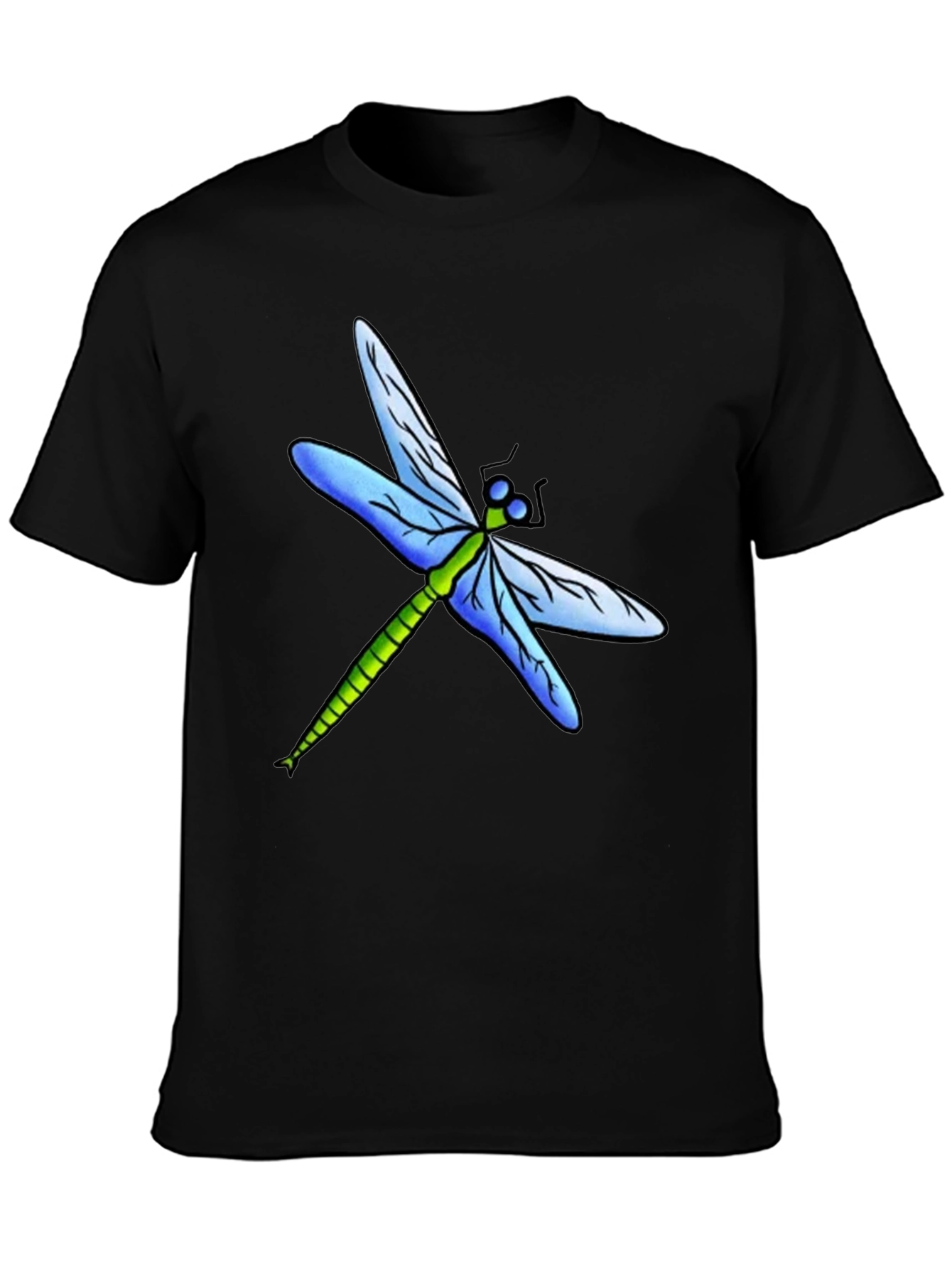 Dragonfly Graphic Tee - Black Cotton T-Shirt