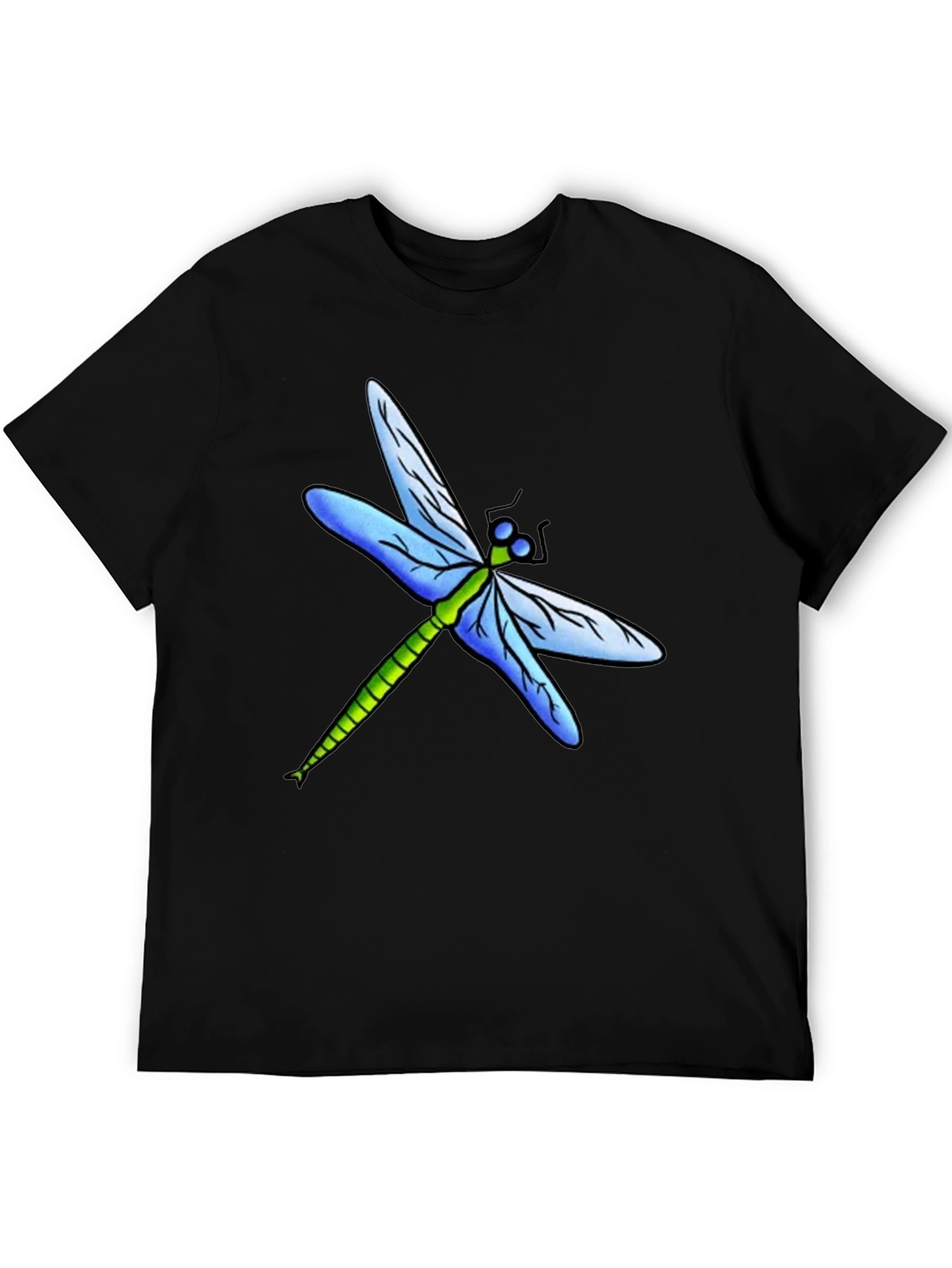 Dragonfly Graphic Tee - Black Cotton T-Shirt