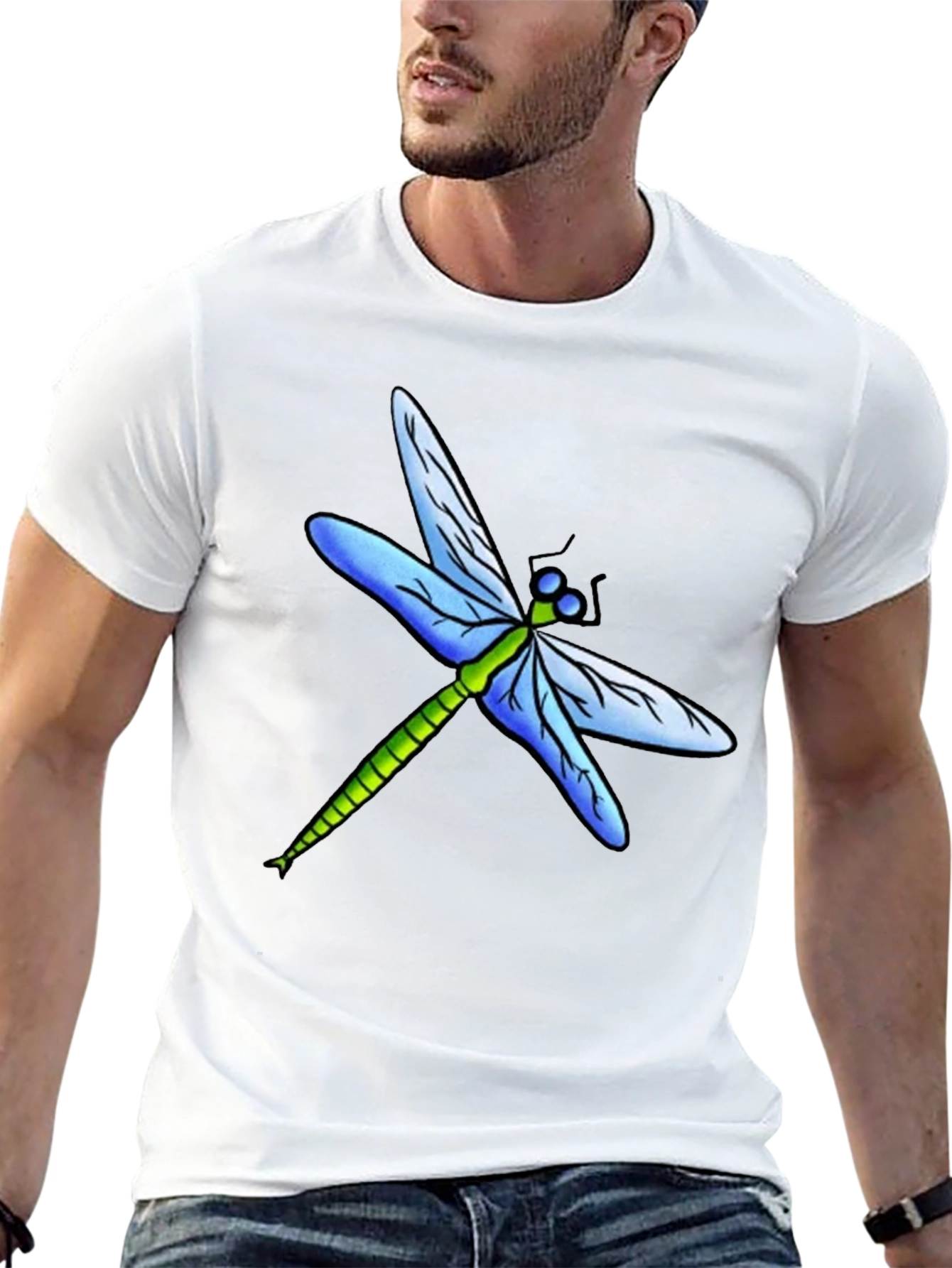 Dragonfly Graphic Tee - Black Cotton T-Shirt