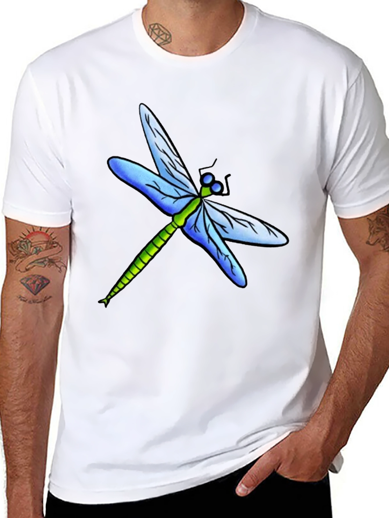 Dragonfly Graphic Tee - Black Cotton T-Shirt