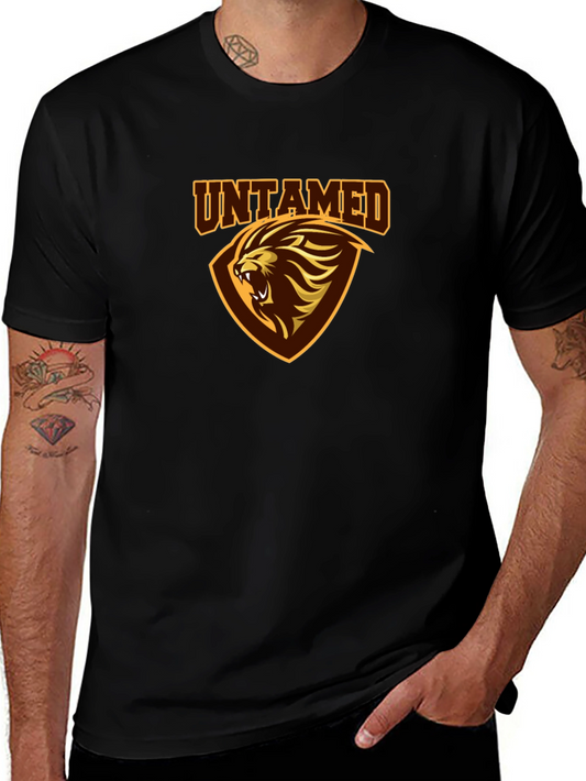 Untamed Lion Graphic Print Black T-Shirt
