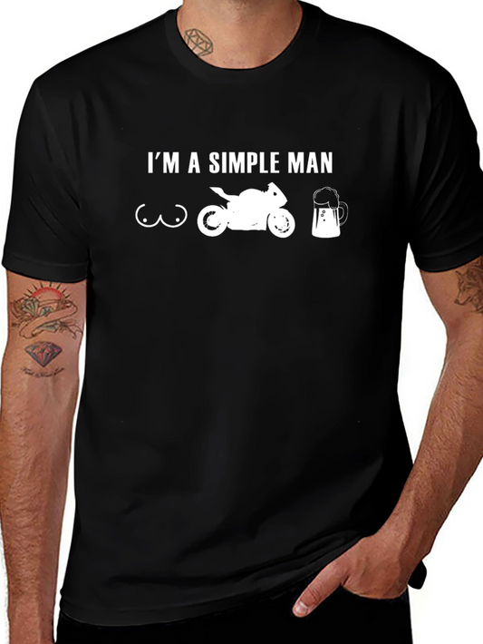 Simple Man T-Shirt - Motorcycle & Beer Design