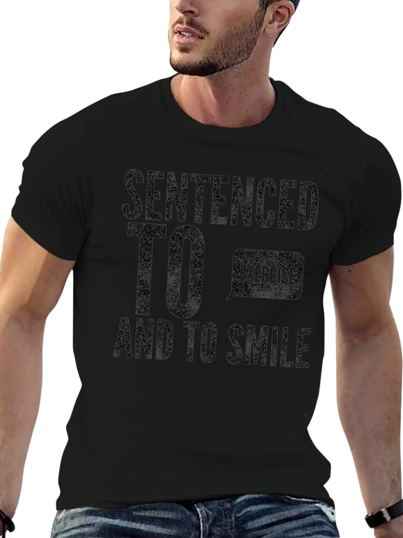 Sentenced To Exercise & Smile Black Graphic Tee