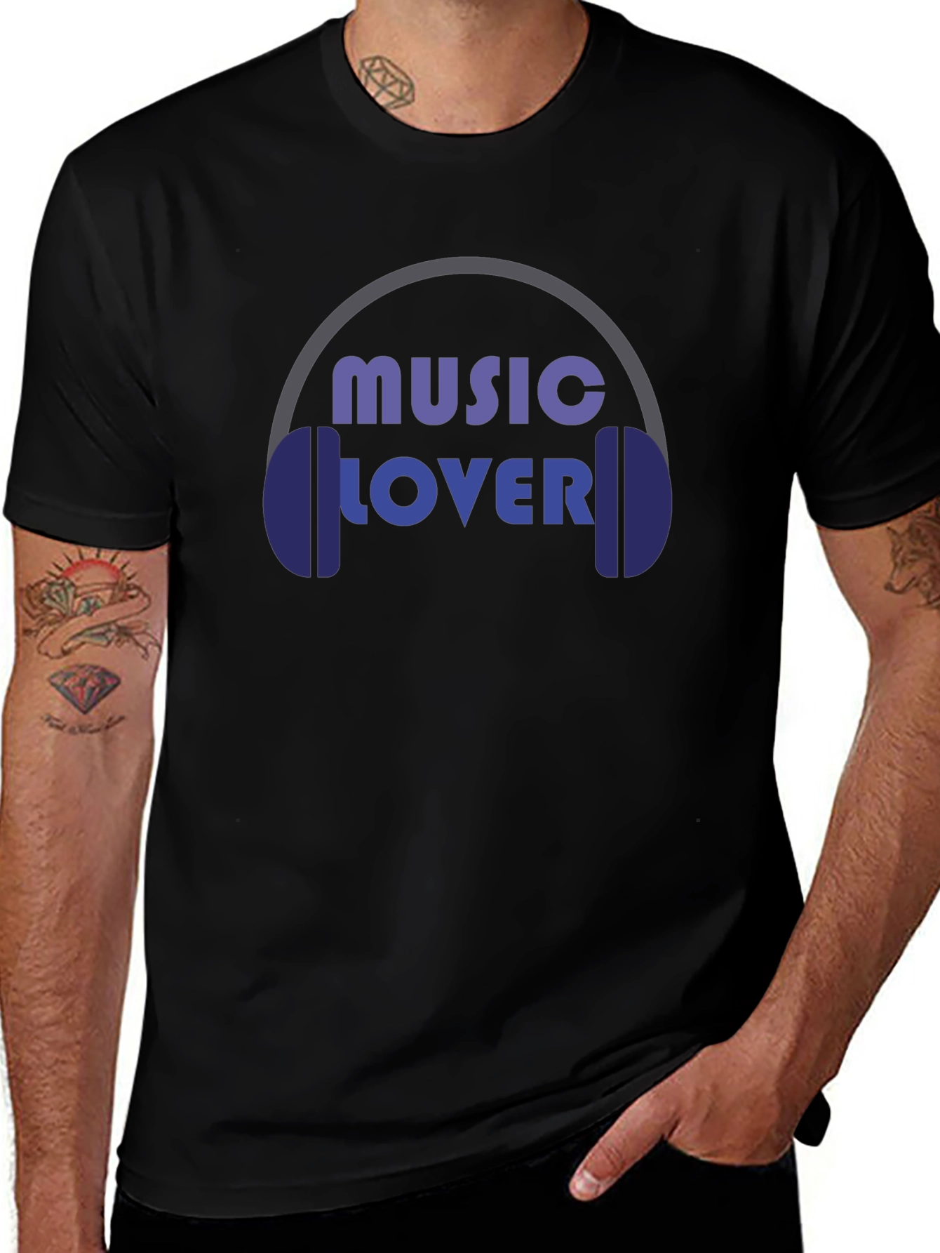 Music Lover Graphic T-Shirt - Black Cotton Tee