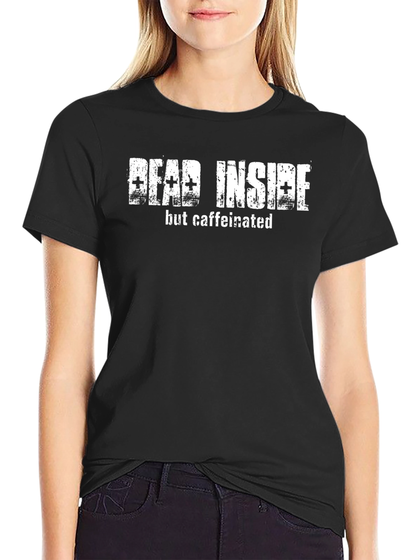 Dead Inside But Caffeinated Black T-Shirt