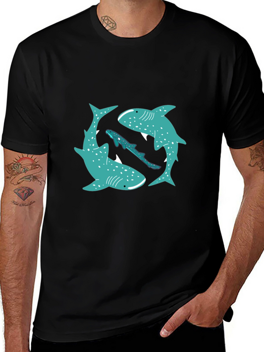 Shark Circle Graphic Tee - Casual Style