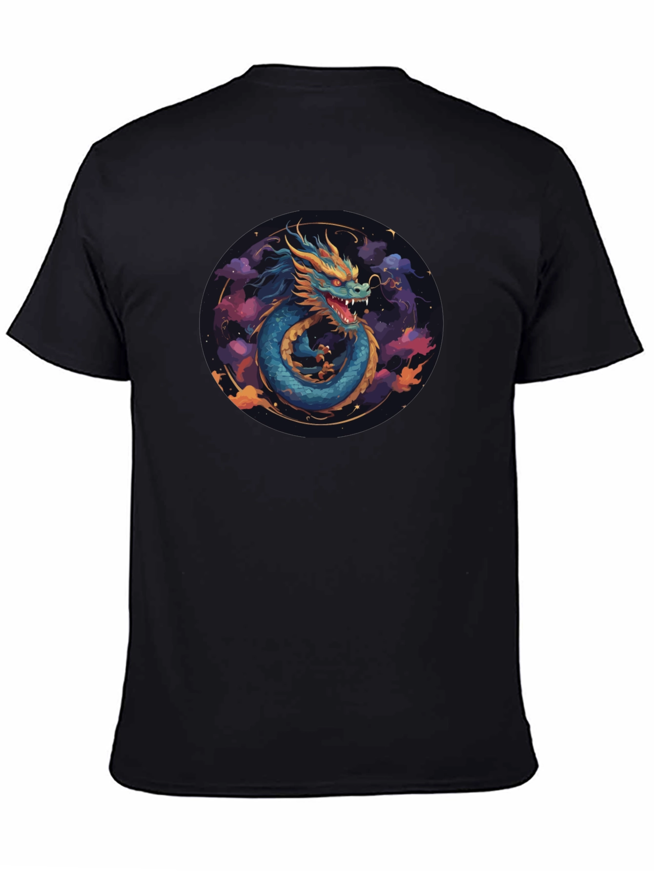 Dragon Graphic Print Black T-Shirt