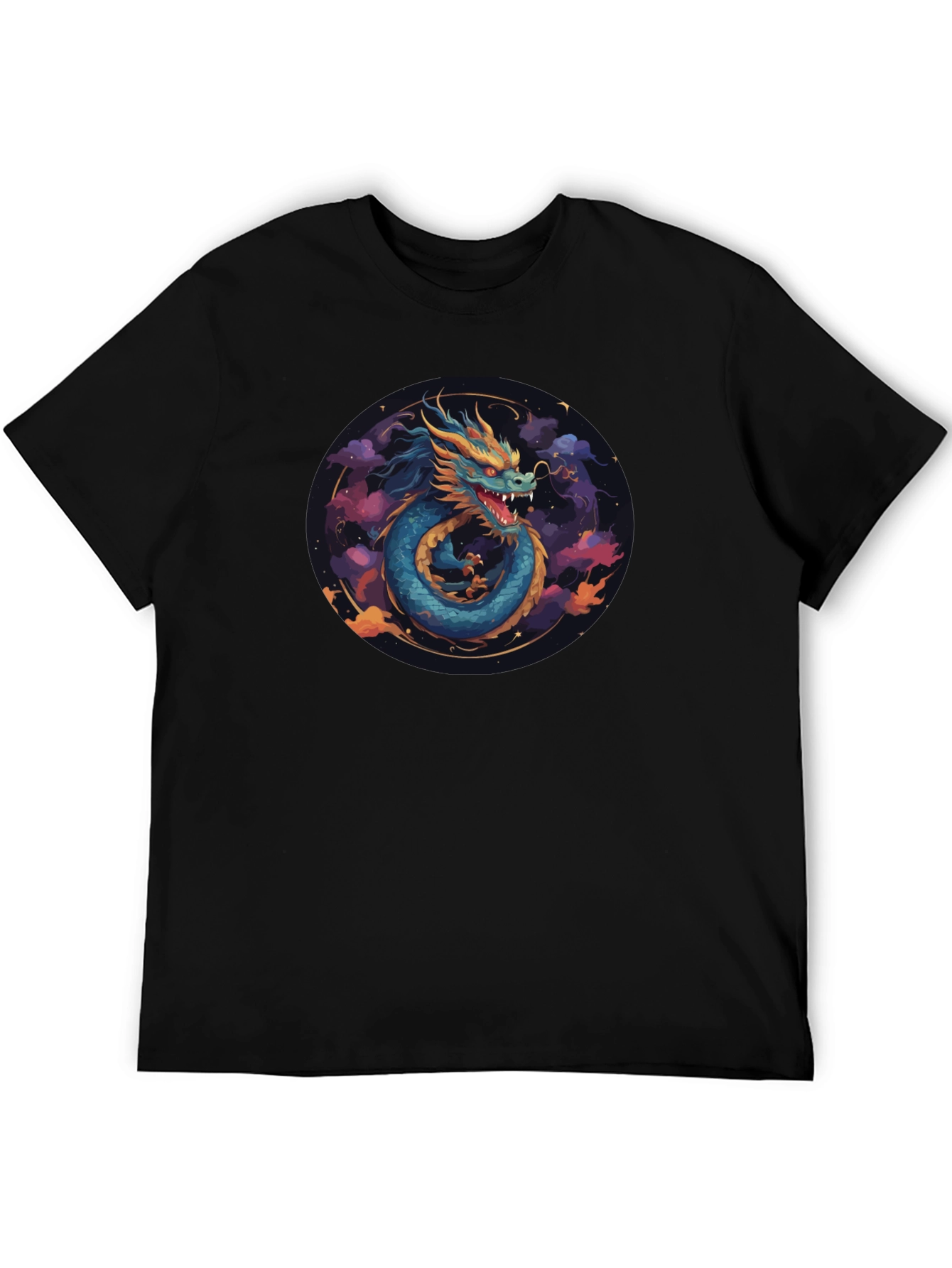 Dragon Graphic Print Black T-Shirt