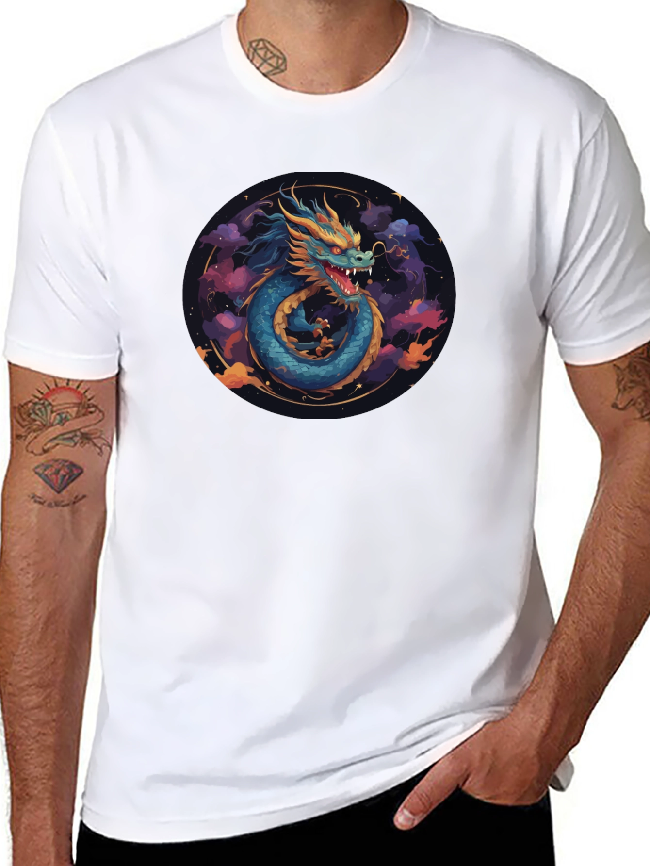 Dragon Graphic Print Black T-Shirt