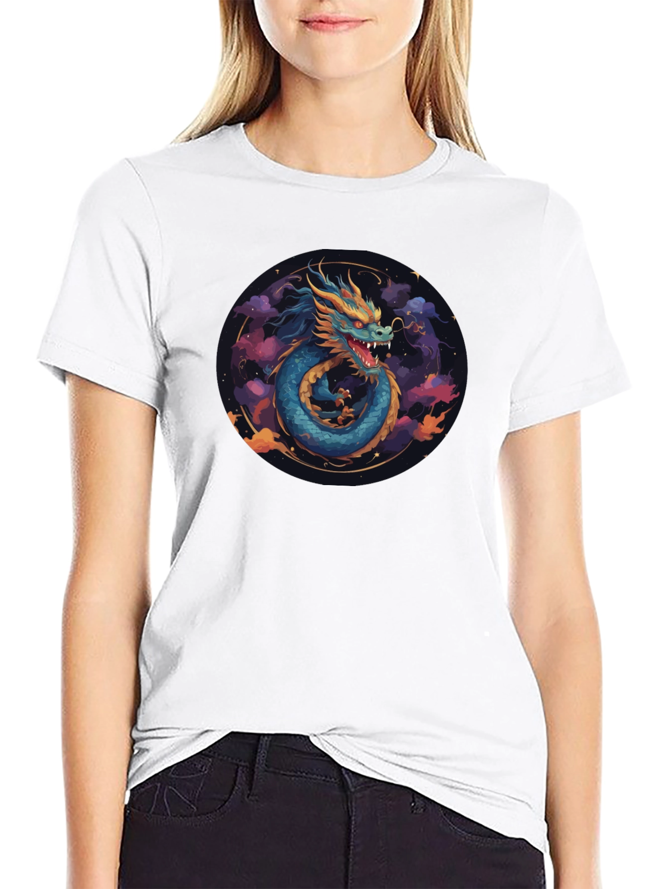 Dragon Graphic Print Black T-Shirt