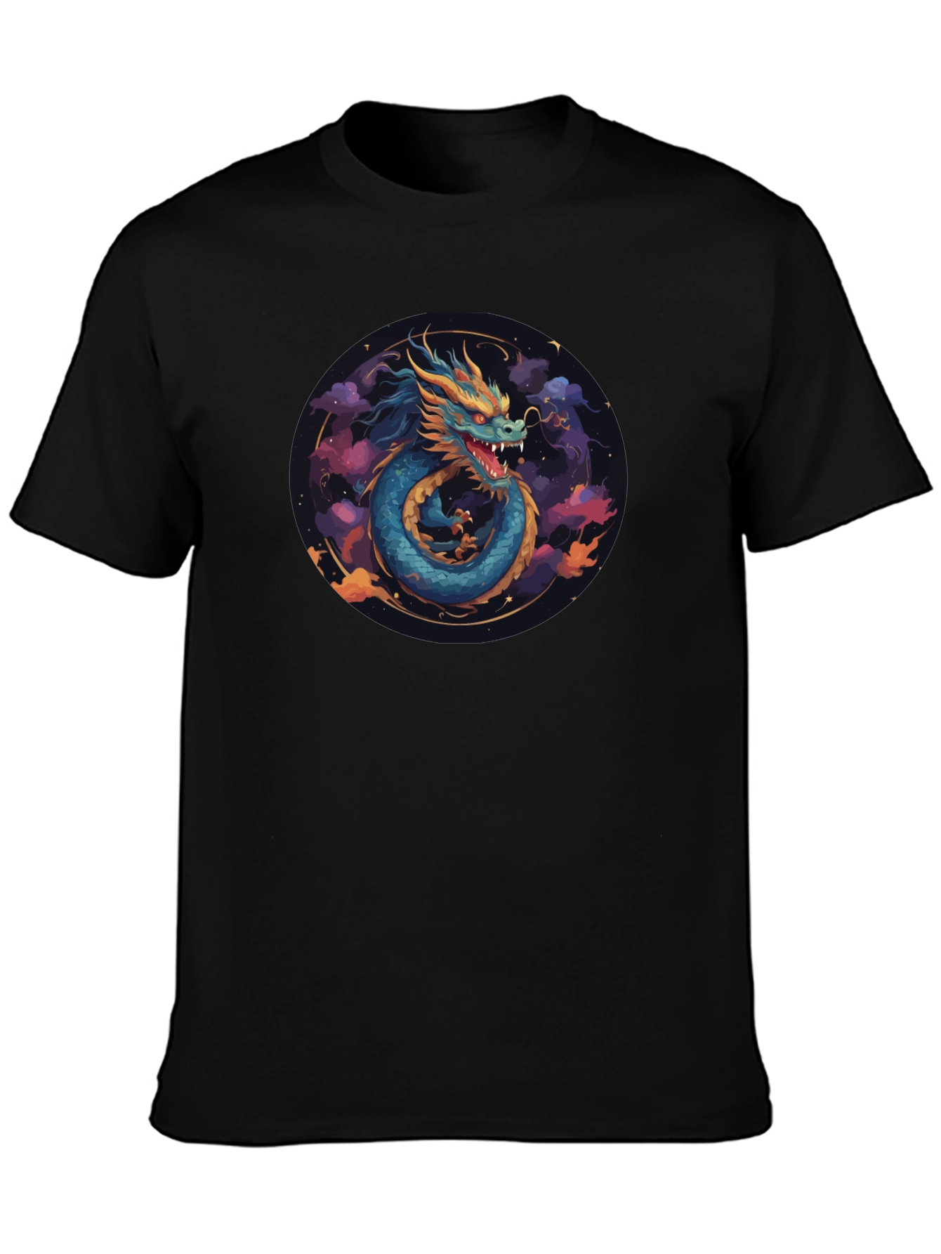 Dragon Graphic Print Black T-Shirt