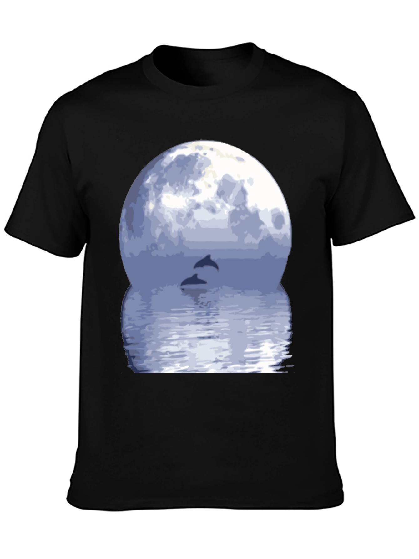 Dolphin Moon Graphic Tee - Black