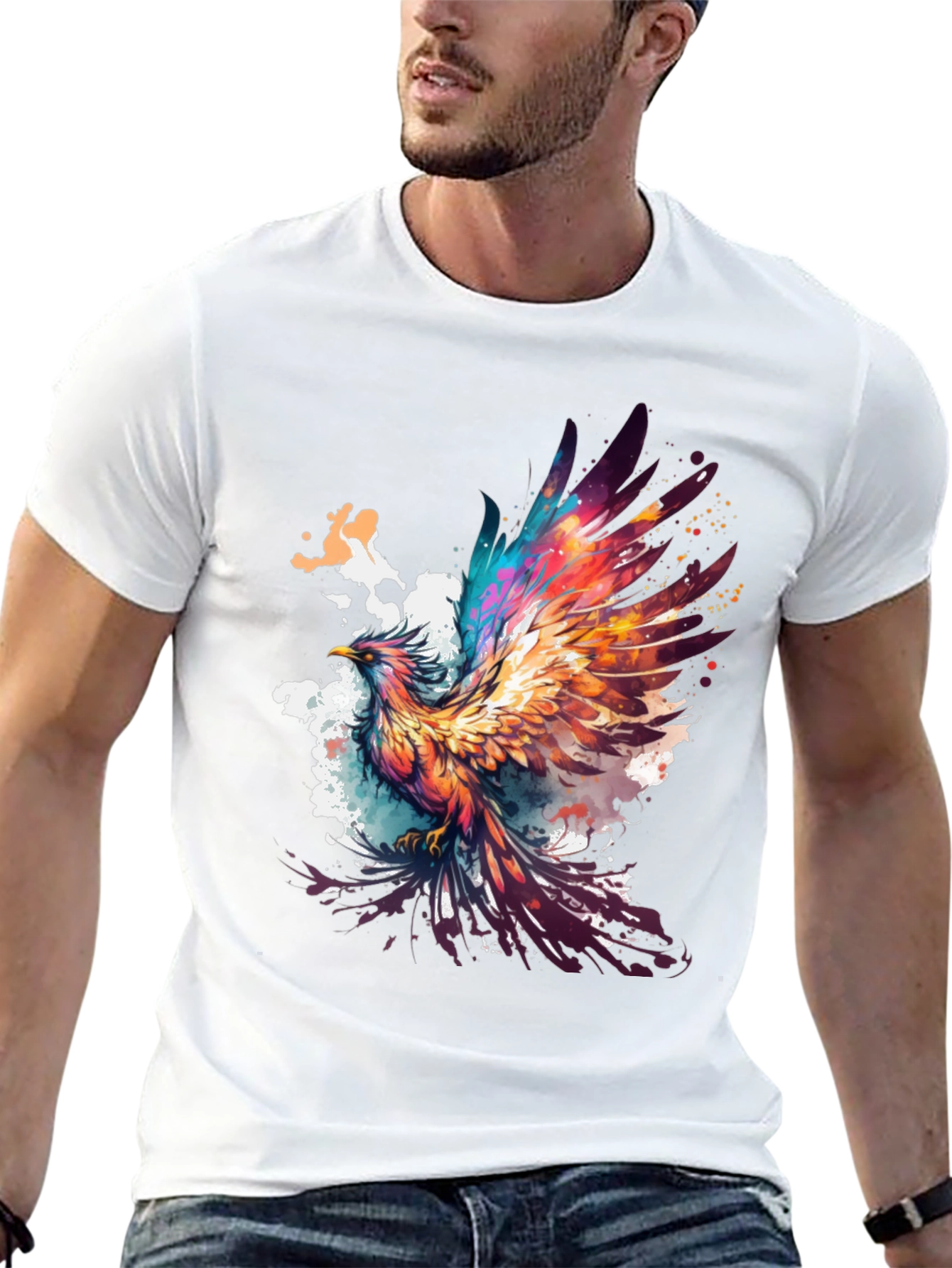 Phoenix Graphic Tee - Artistic Bird Design