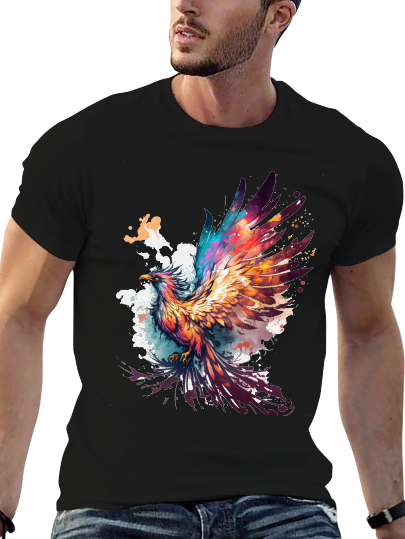 Phoenix Graphic Tee - Artistic Bird Design