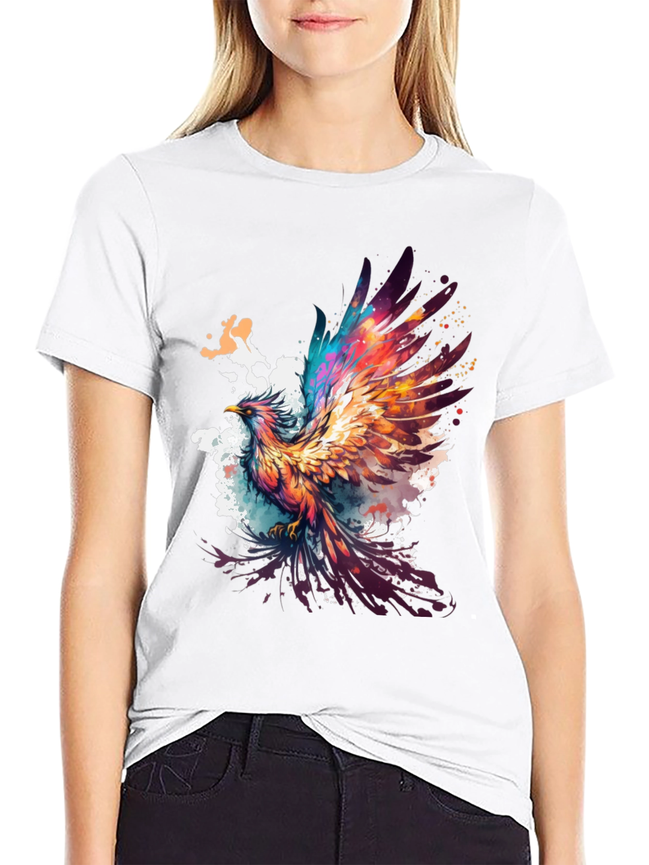 Phoenix Graphic Tee - Artistic Bird Design