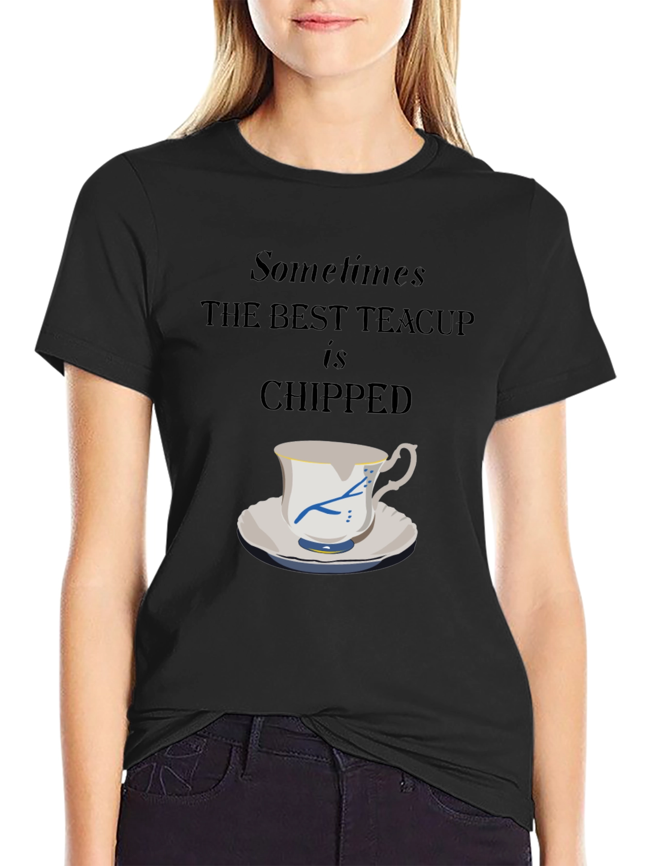 Chipped Teacup Graphic Tee - Unique Casual Style