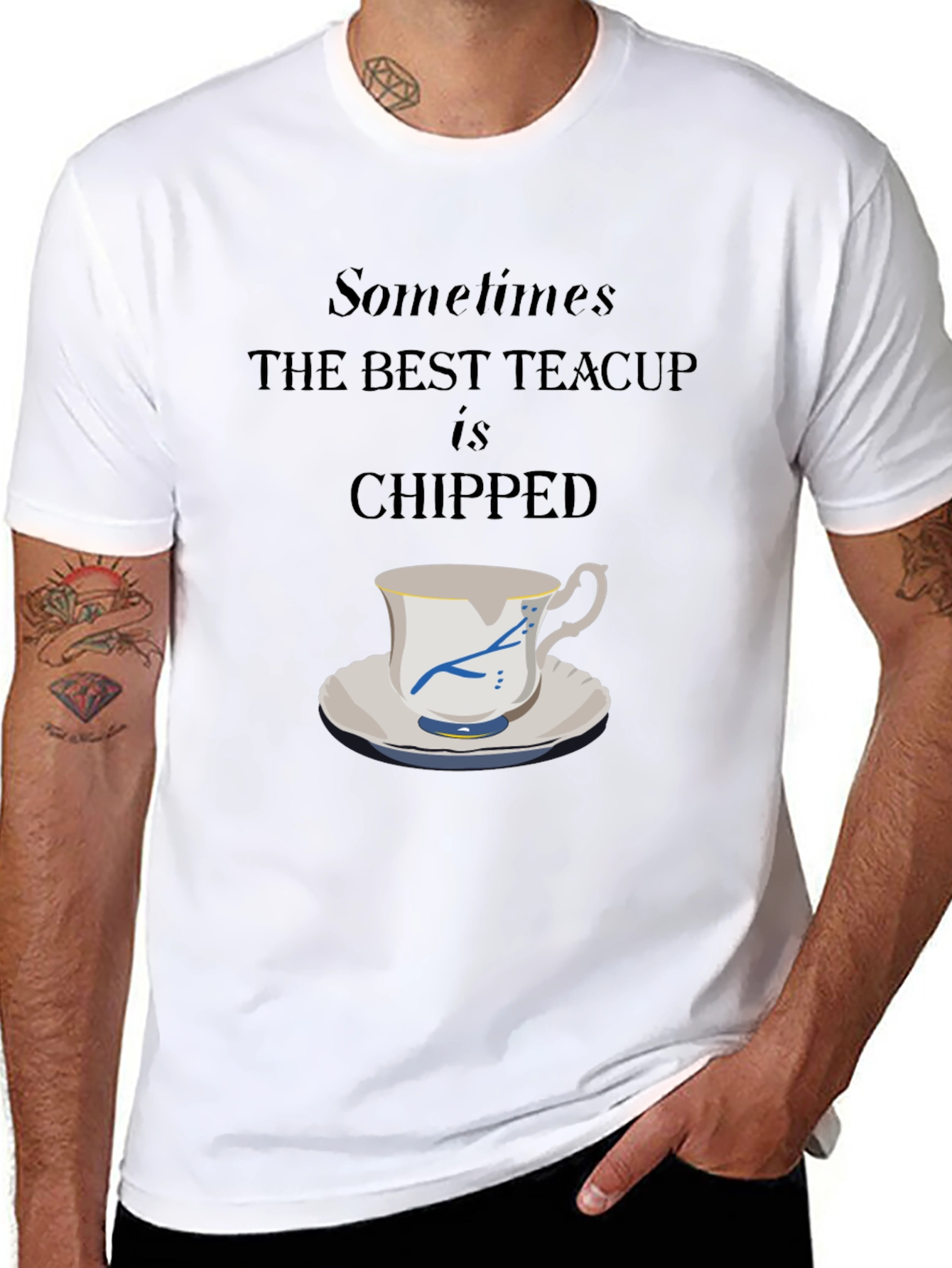 Chipped Teacup Graphic Tee - Unique Casual Style