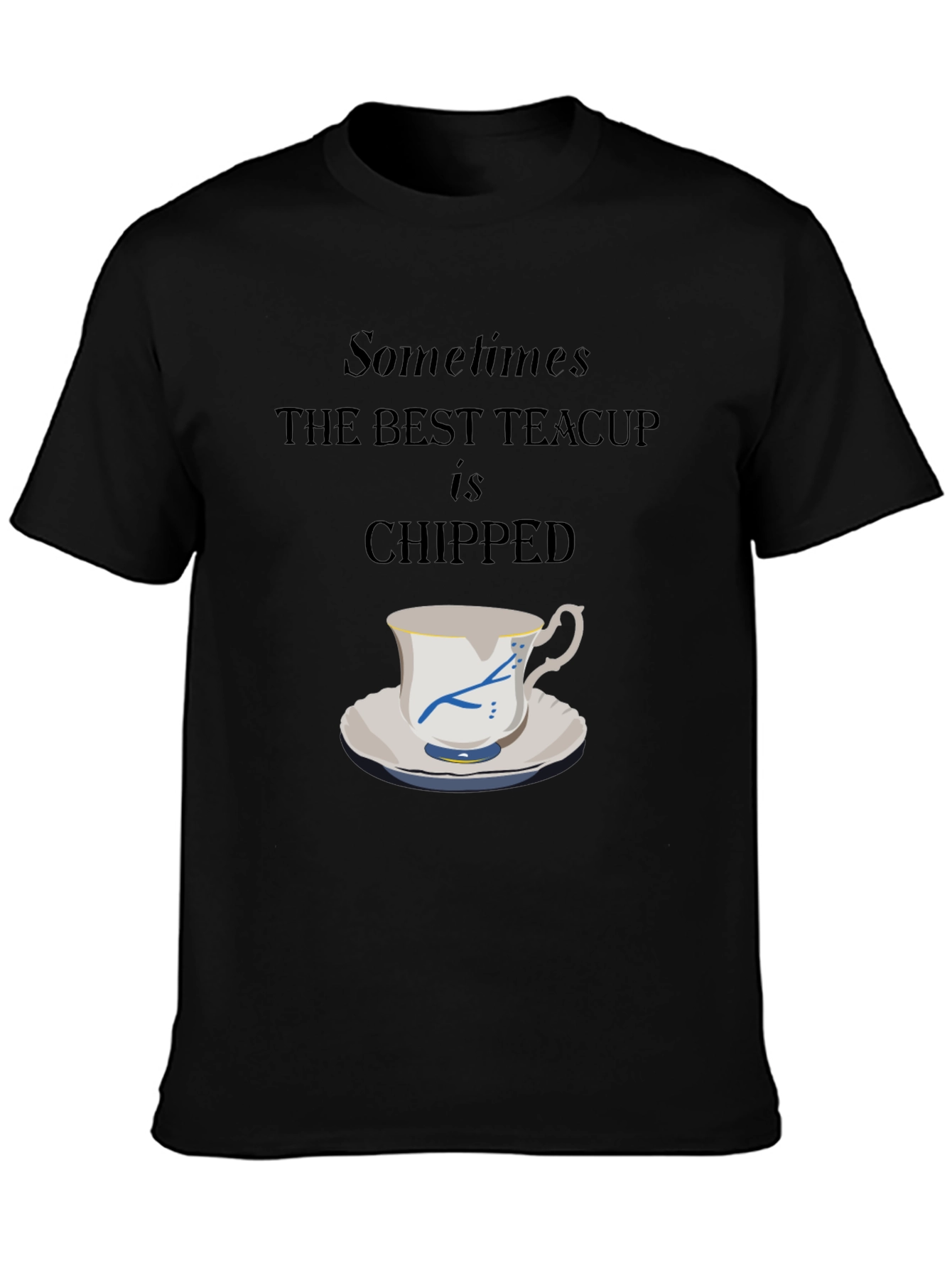 Chipped Teacup Graphic Tee - Unique Casual Style
