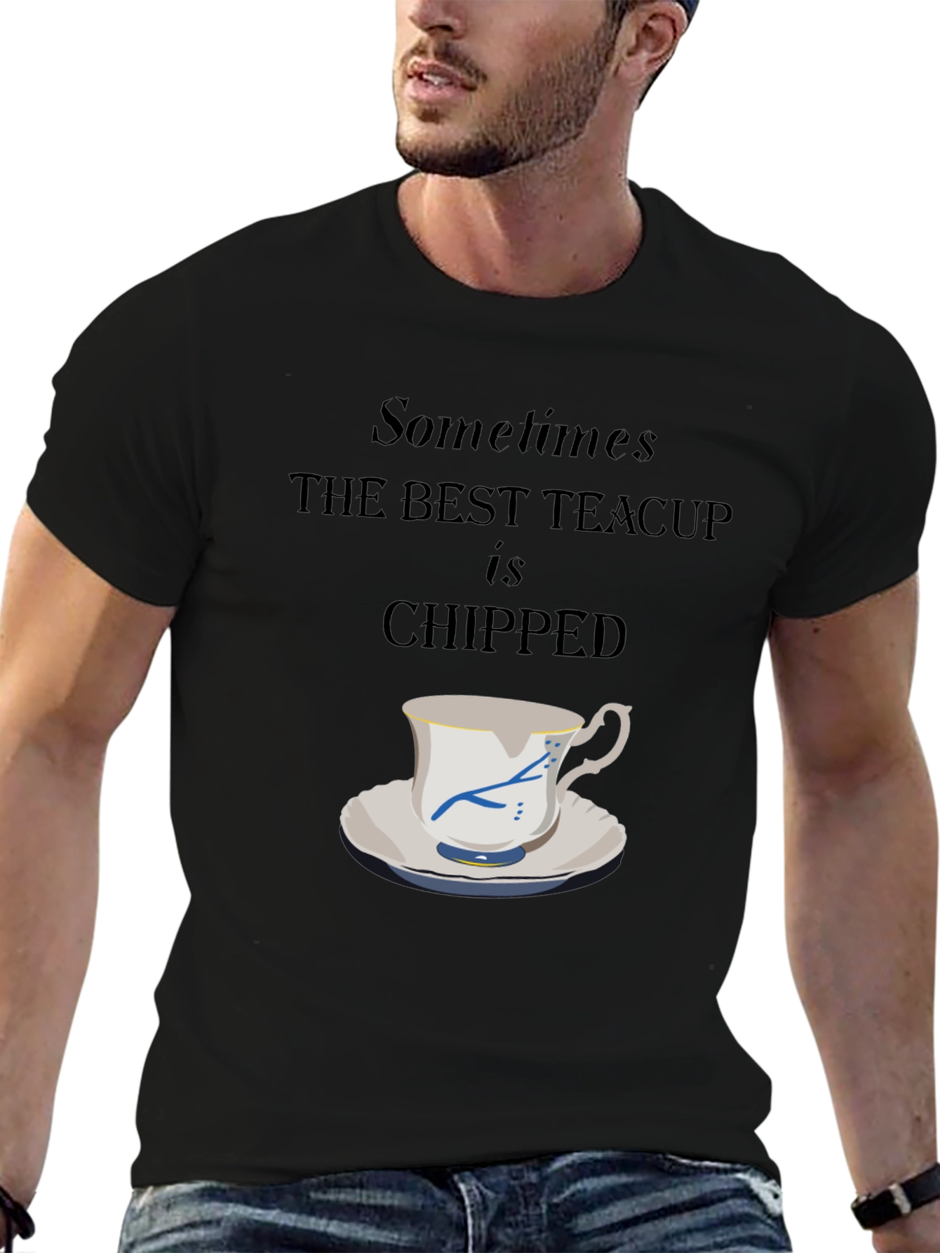 Chipped Teacup Graphic Tee - Unique Casual Style