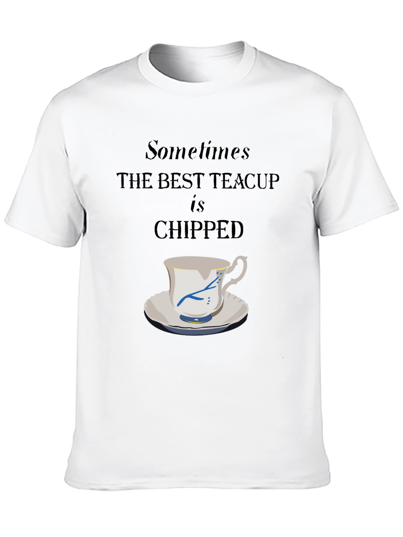 Chipped Teacup Graphic Tee - Unique Casual Style