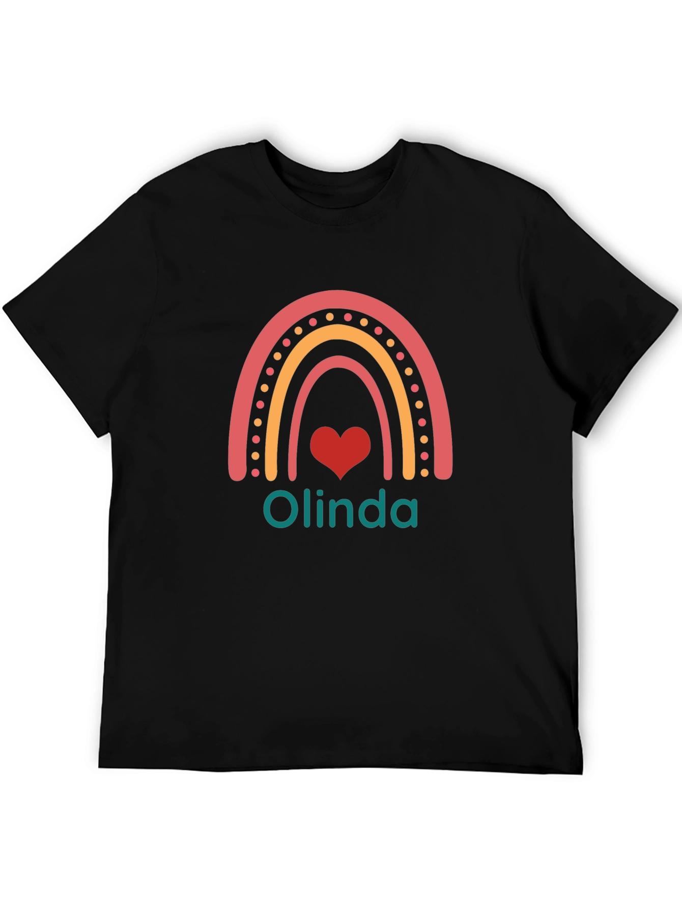 Olinda Rainbow Heart T-Shirt - Personalized Gift