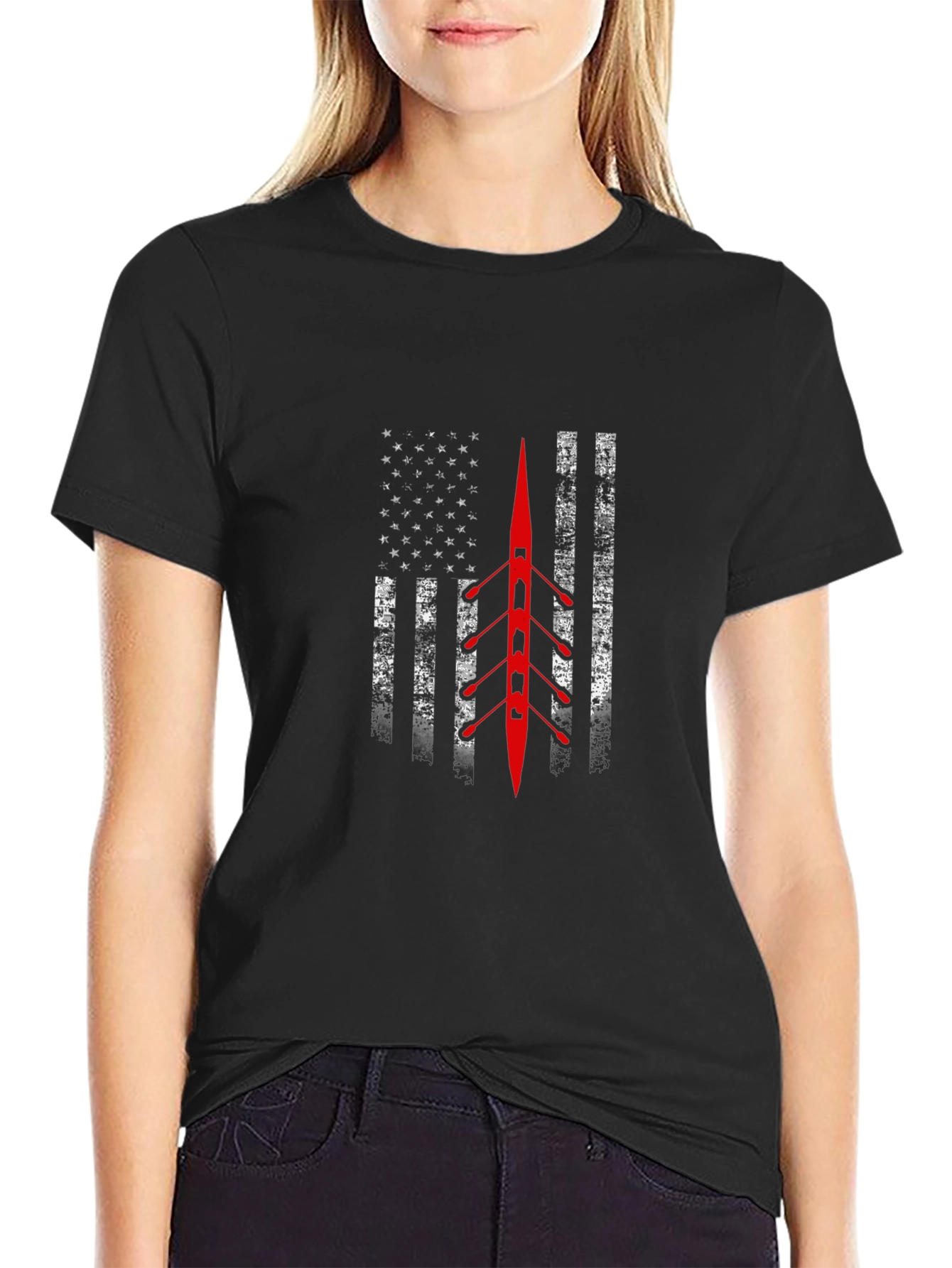 Rowing USA Flag Graphic T-Shirt