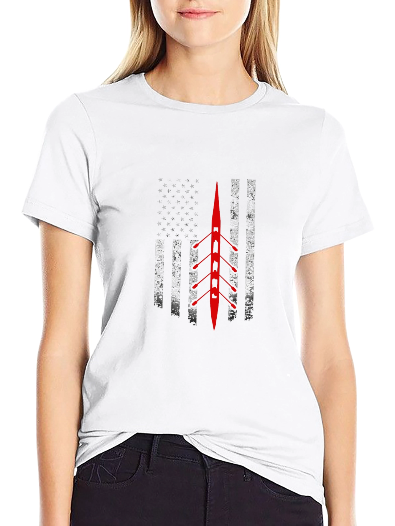Rowing USA Flag Graphic T-Shirt