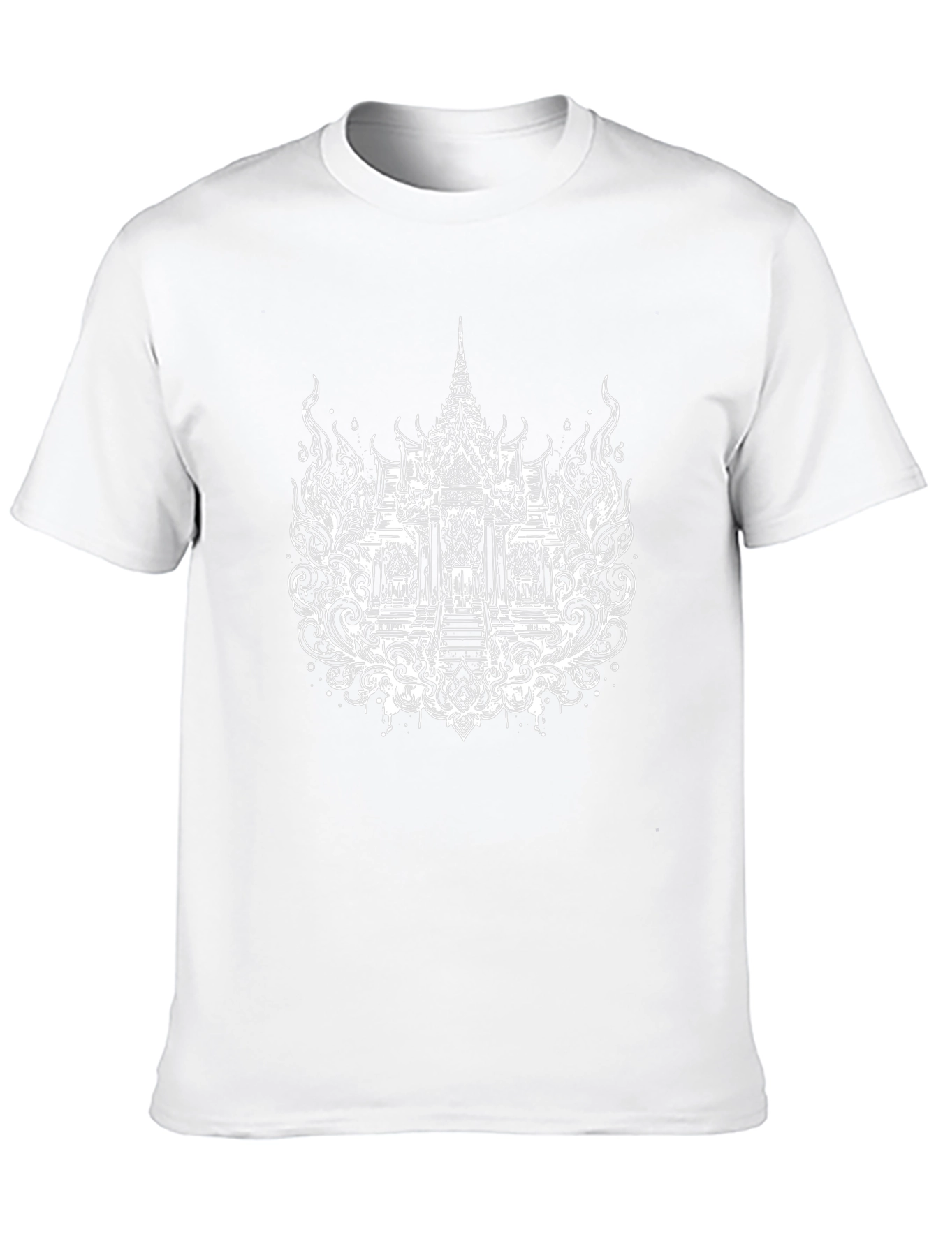 Thai Temple Graphic Tee - Black Cotton T-Shirt