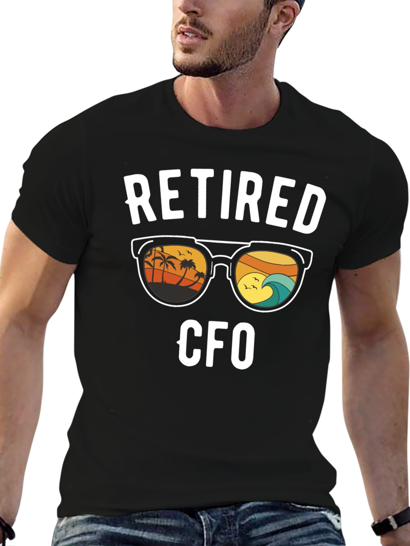 Retired CFO Graphic T-Shirt - Beach Scene