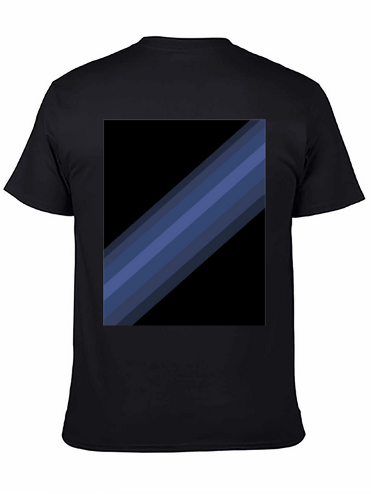 Striped Graphic Tee - Modern Black T-Shirt