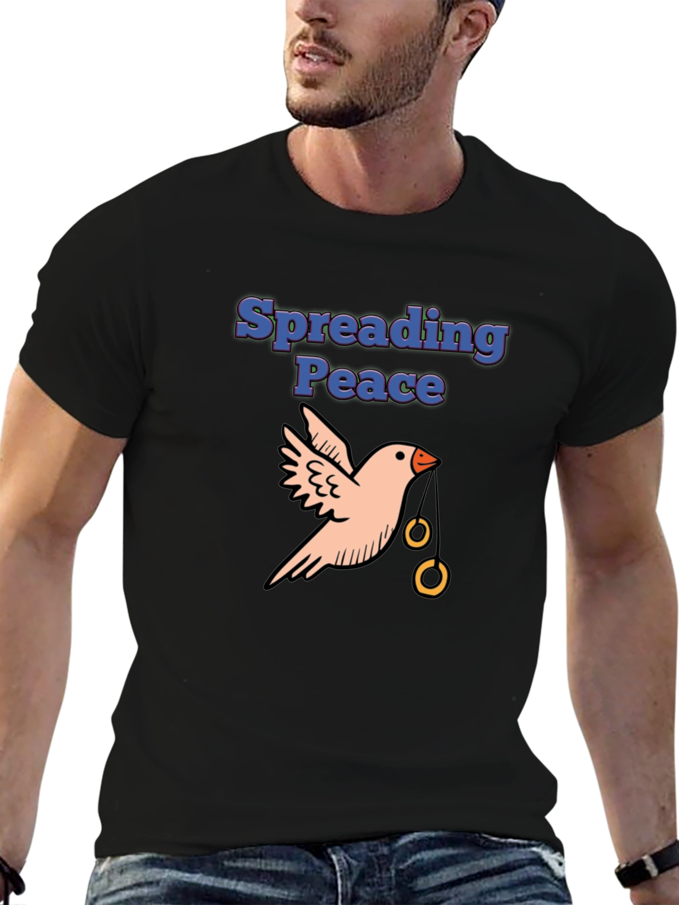 Spreading Peace T-Shirt - Bird with Rings Design