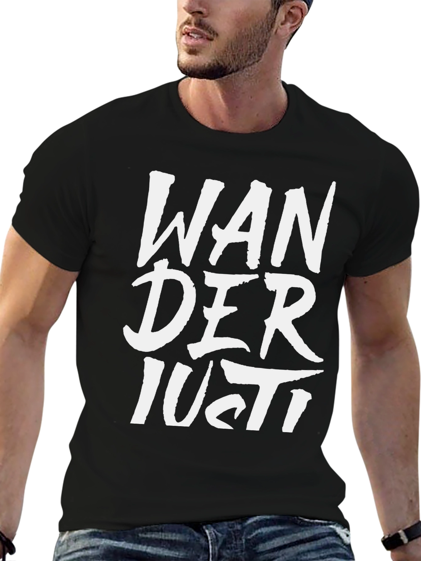 Wanderlust Graphic Tee - Black Cotton T-Shirt
