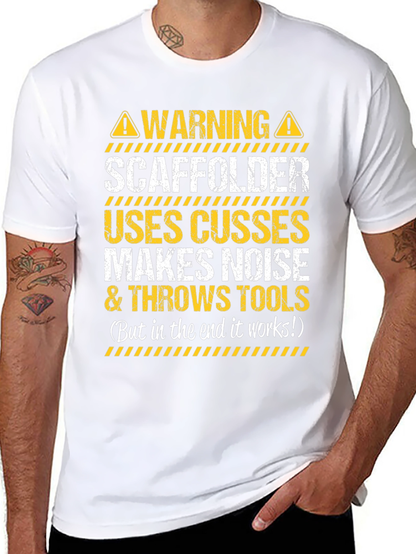 Warning Scaffolder T-Shirt - Funny Construction Worker Tee