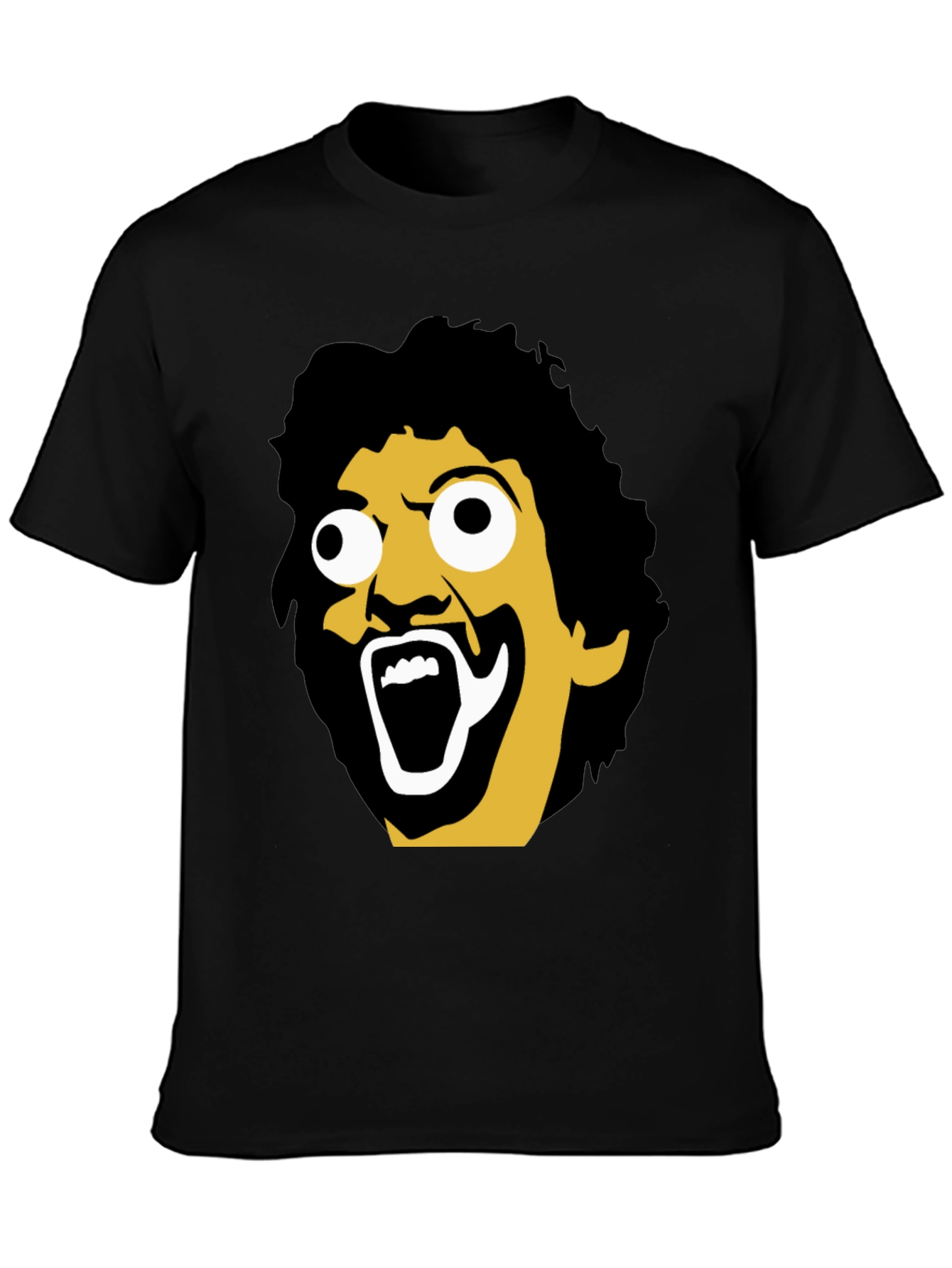 Black Tee with Funny Face Graphic