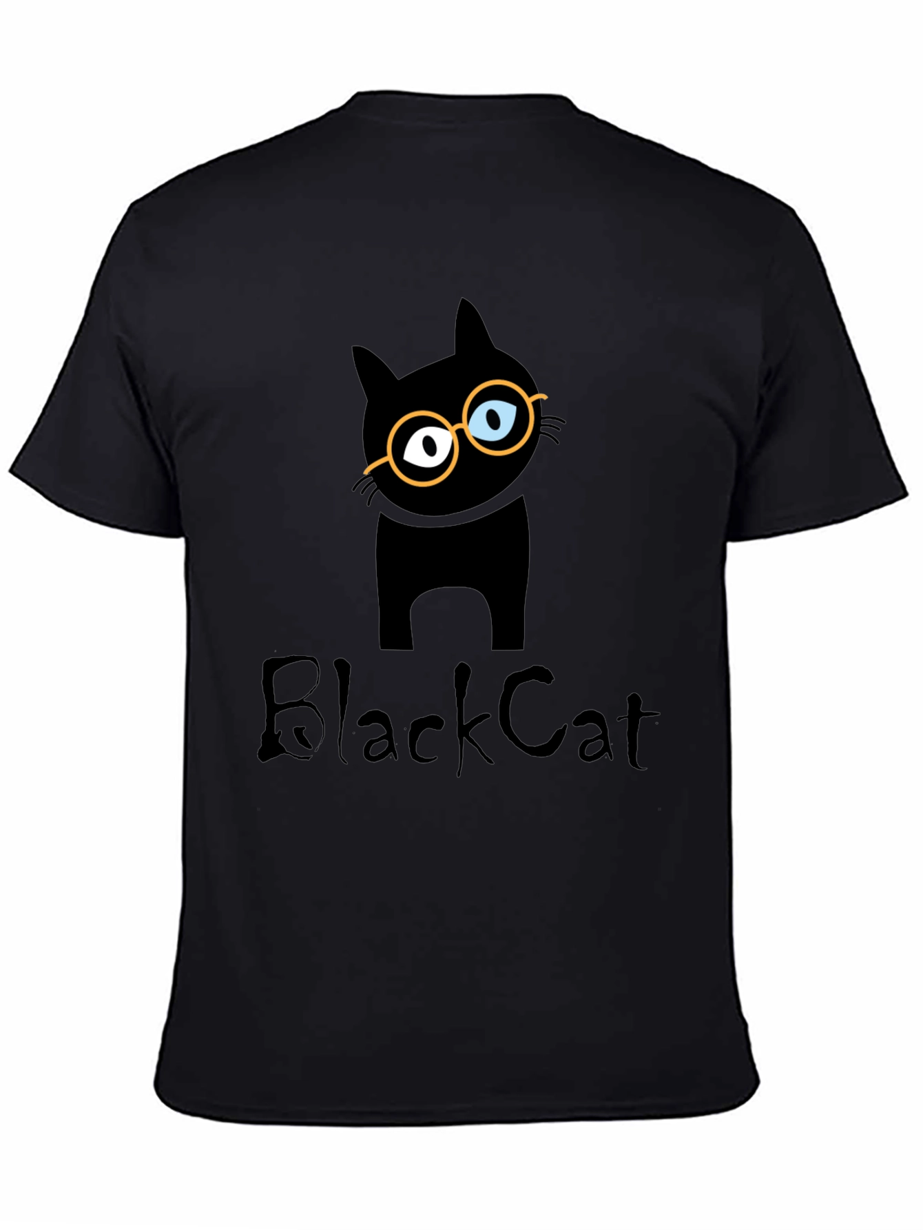Black Cat T-Shirt with Glasses