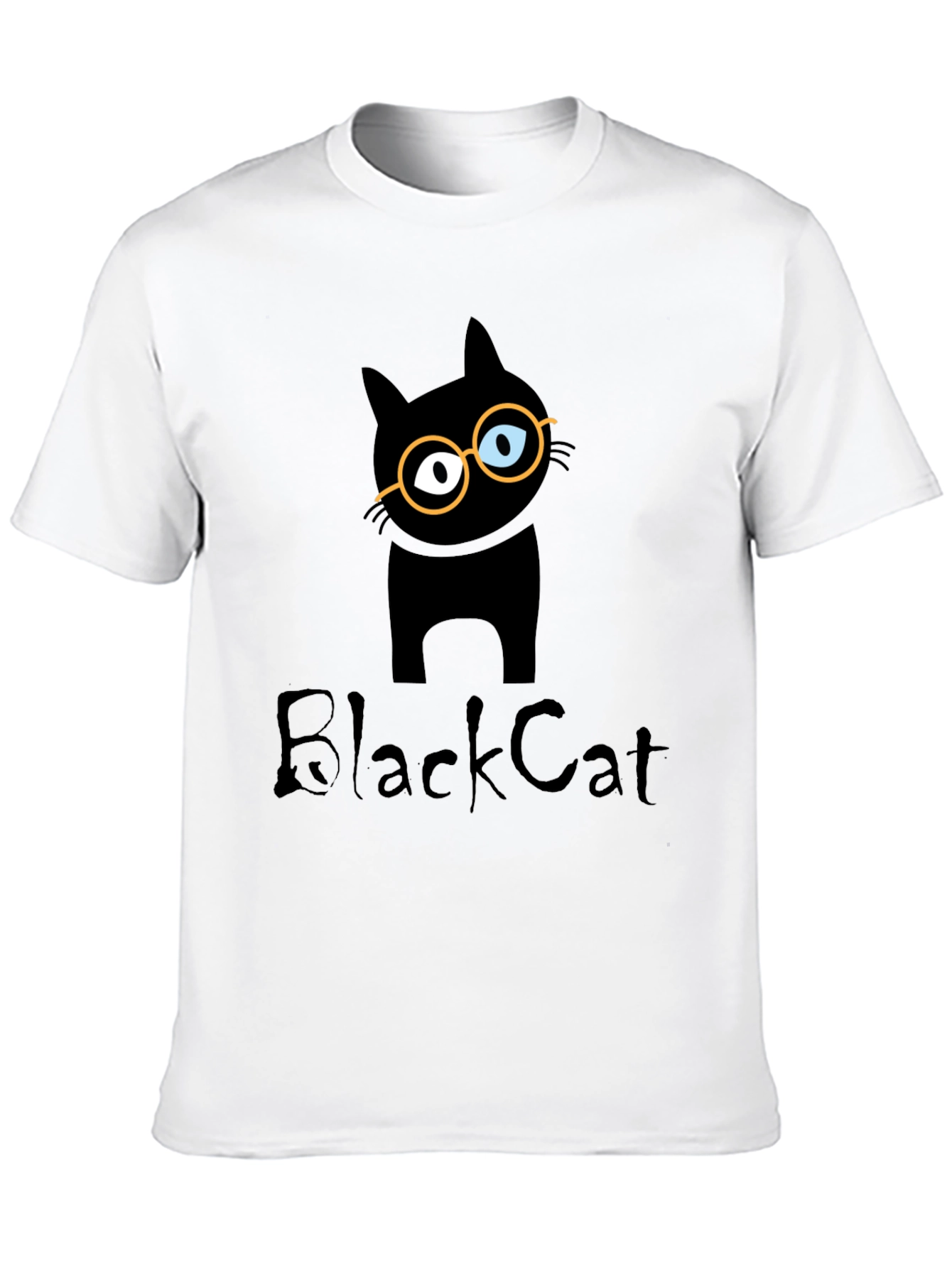 Black Cat T-Shirt with Glasses