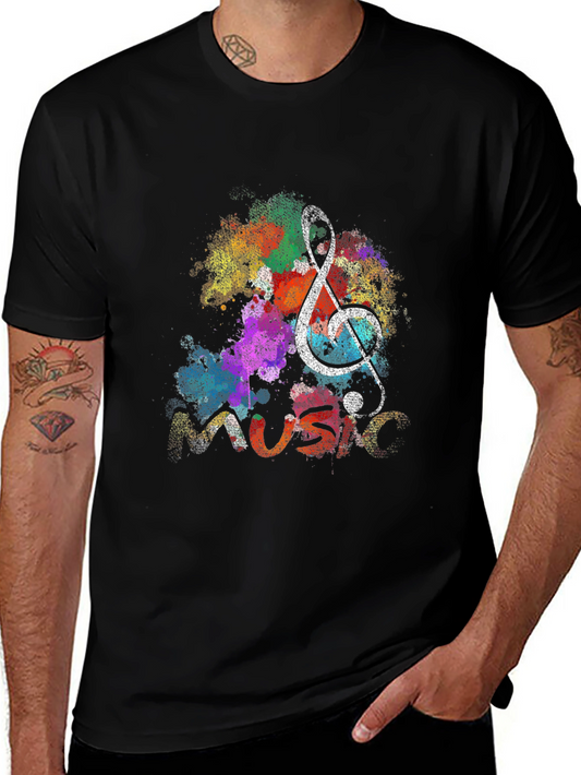 Music Note Graphic Black T-Shirt