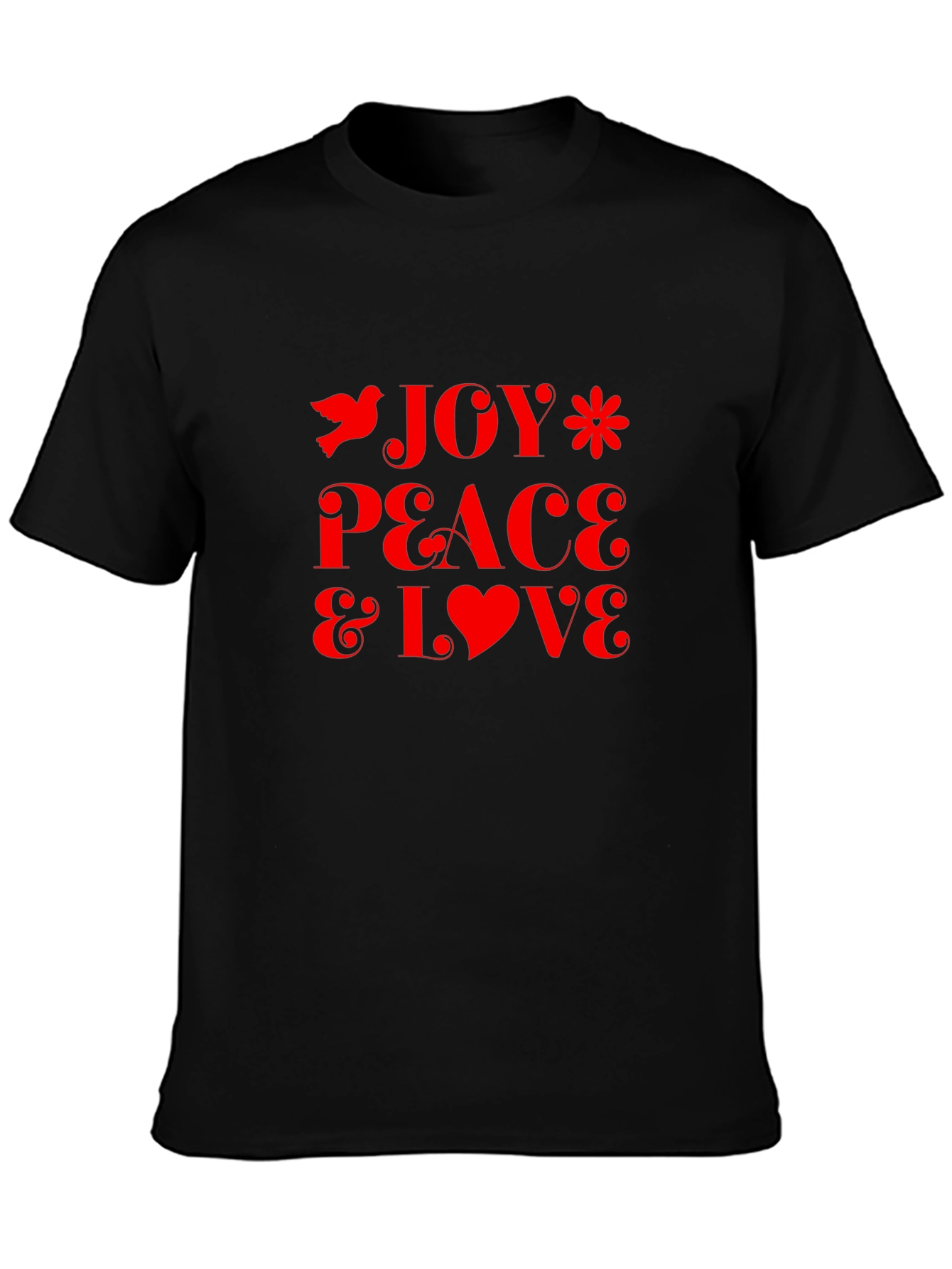 Joy Peace Love Graphic Tee - Stylish Black T-Shirt