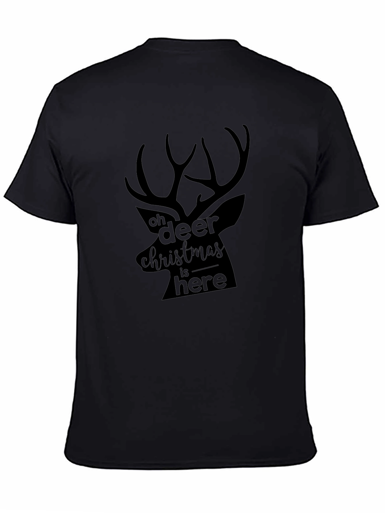 Oh Deer Christmas is Here Black T-Shirt