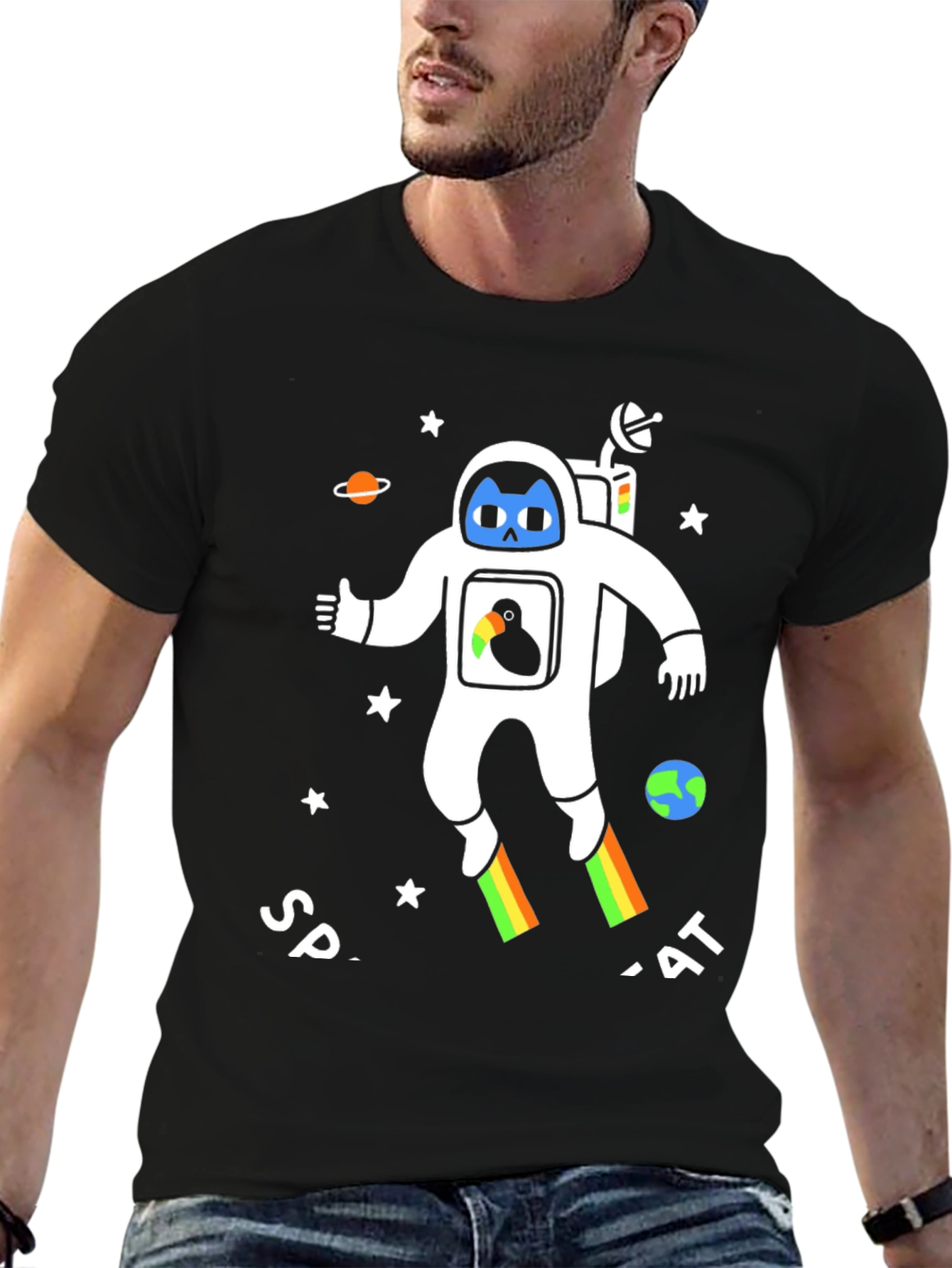 Astronaut Cat Graphic T-Shirt