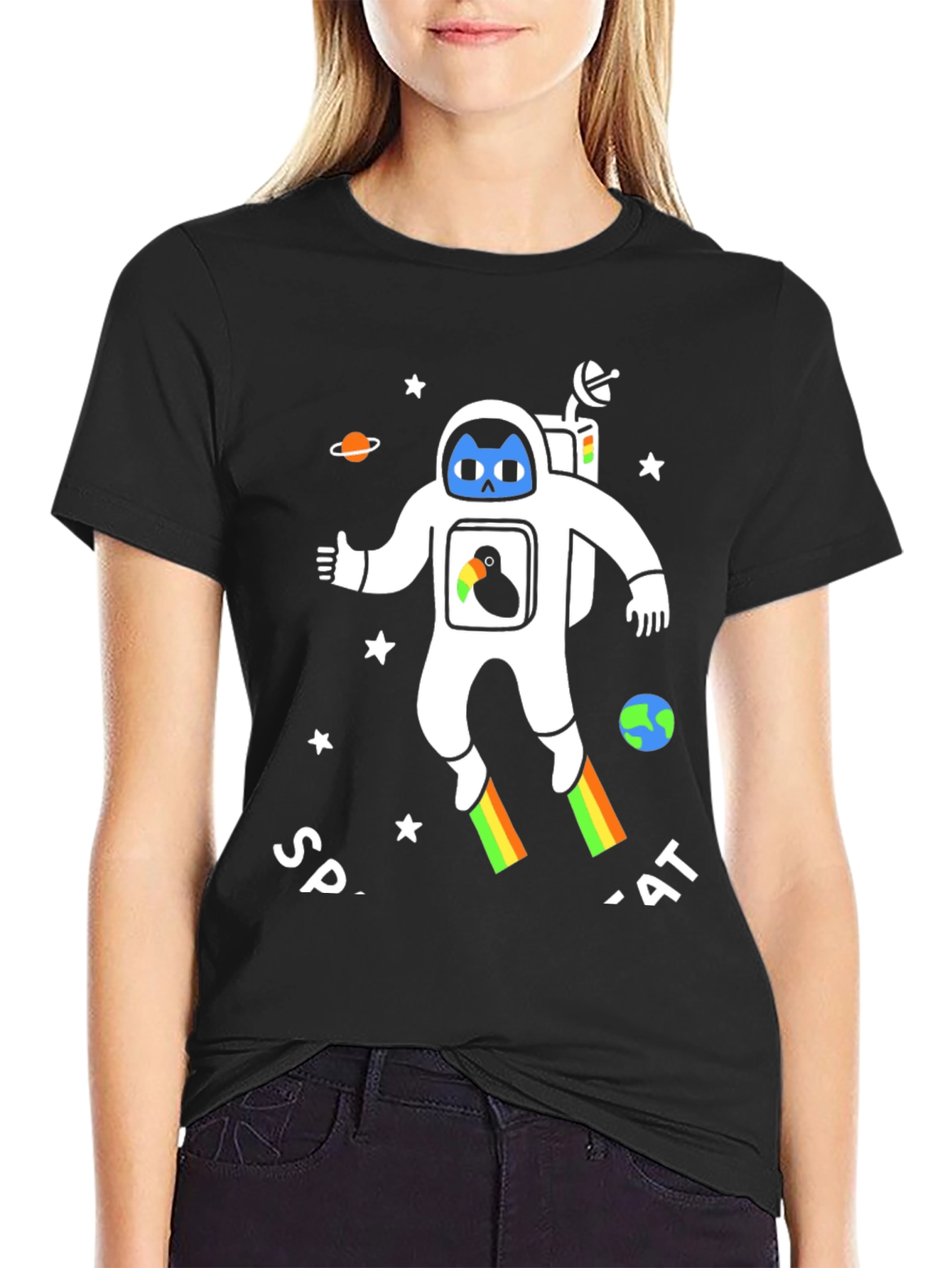 Astronaut Cat Graphic T-Shirt