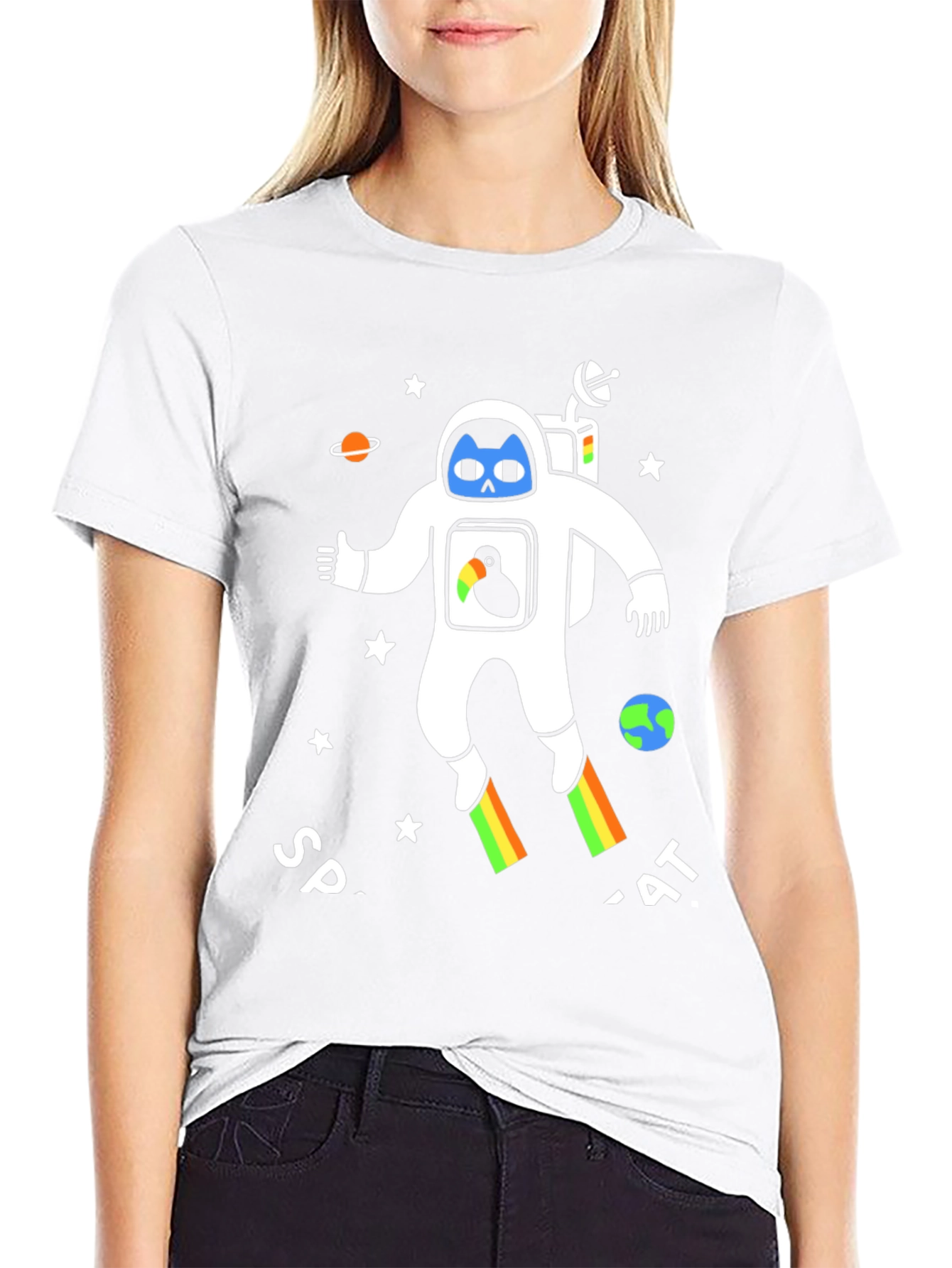 Astronaut Cat Graphic T-Shirt