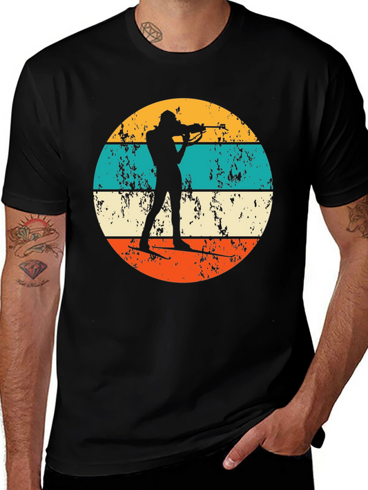 Biathlon Silhouette Retro T-Shirt - Black
