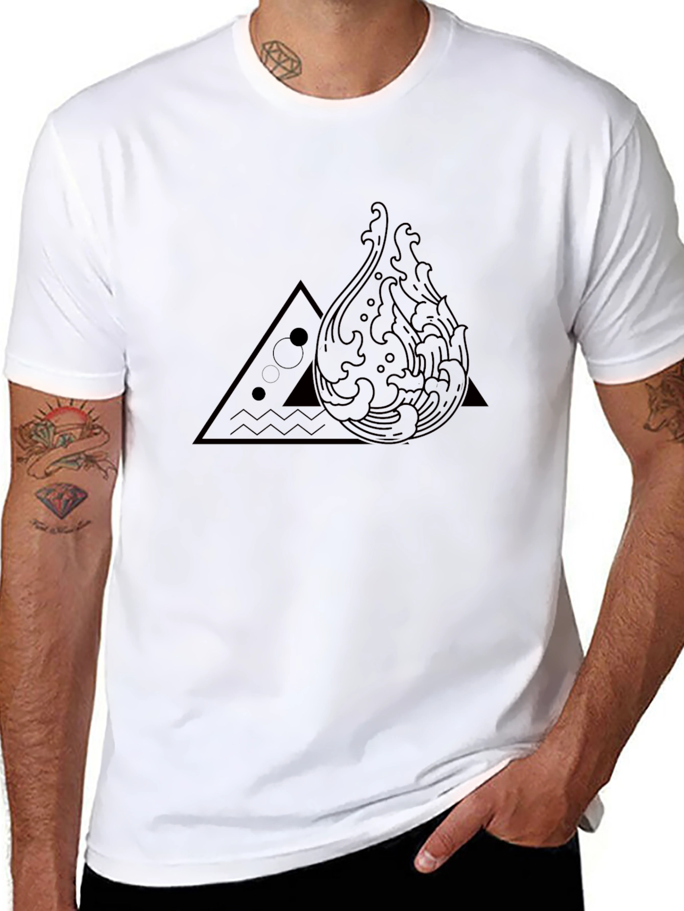 Geometric Water Drop Tee - Black Graphic T-Shirt