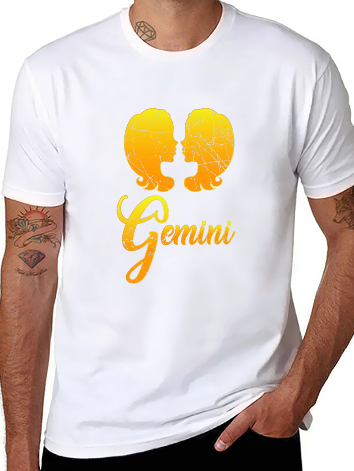 Gemini Zodiac Sign Black T-Shirt