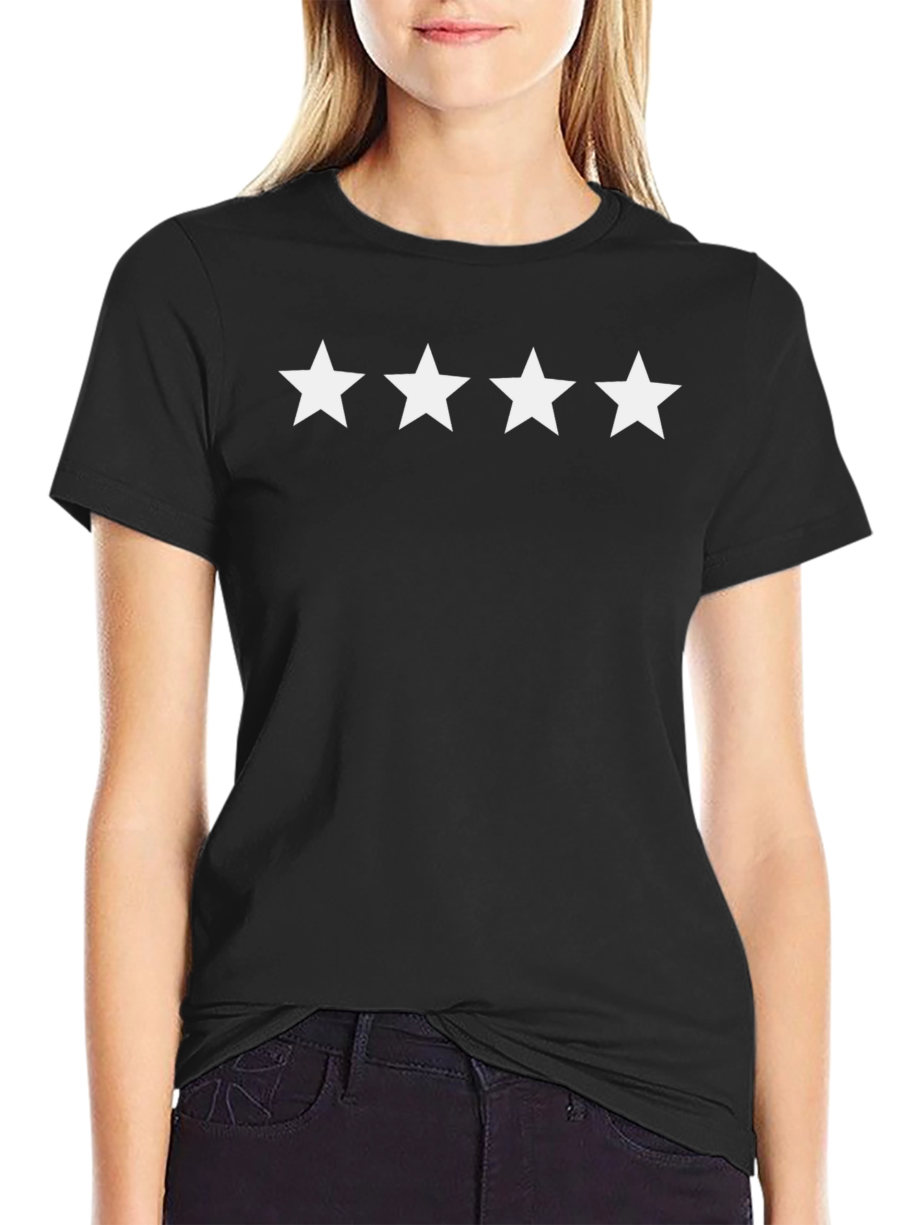 Four Star Tee - Classic Black Cotton T-Shirt