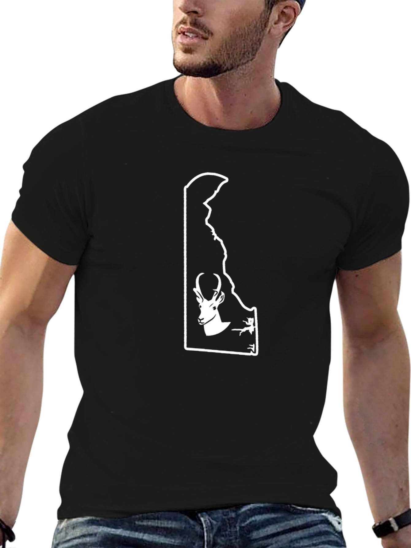 Delaware Deer Silhouette Black T-Shirt