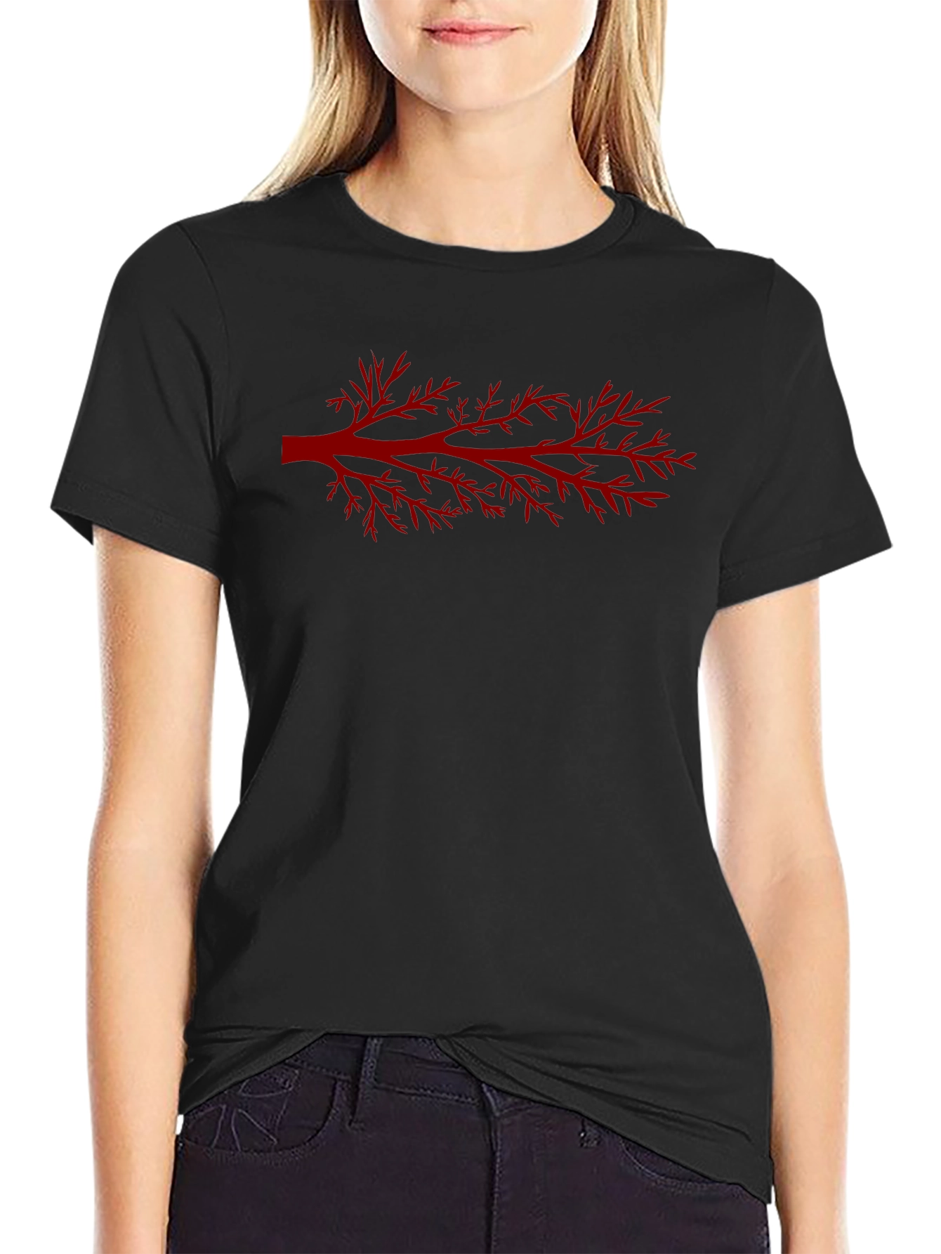 Red Branch Graphic Black T-Shirt