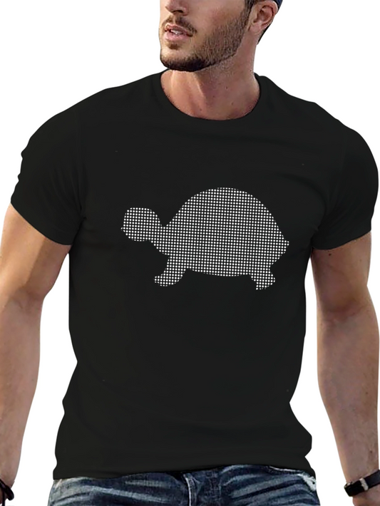 Modern Turtle Graphic Black Cotton T-Shirt